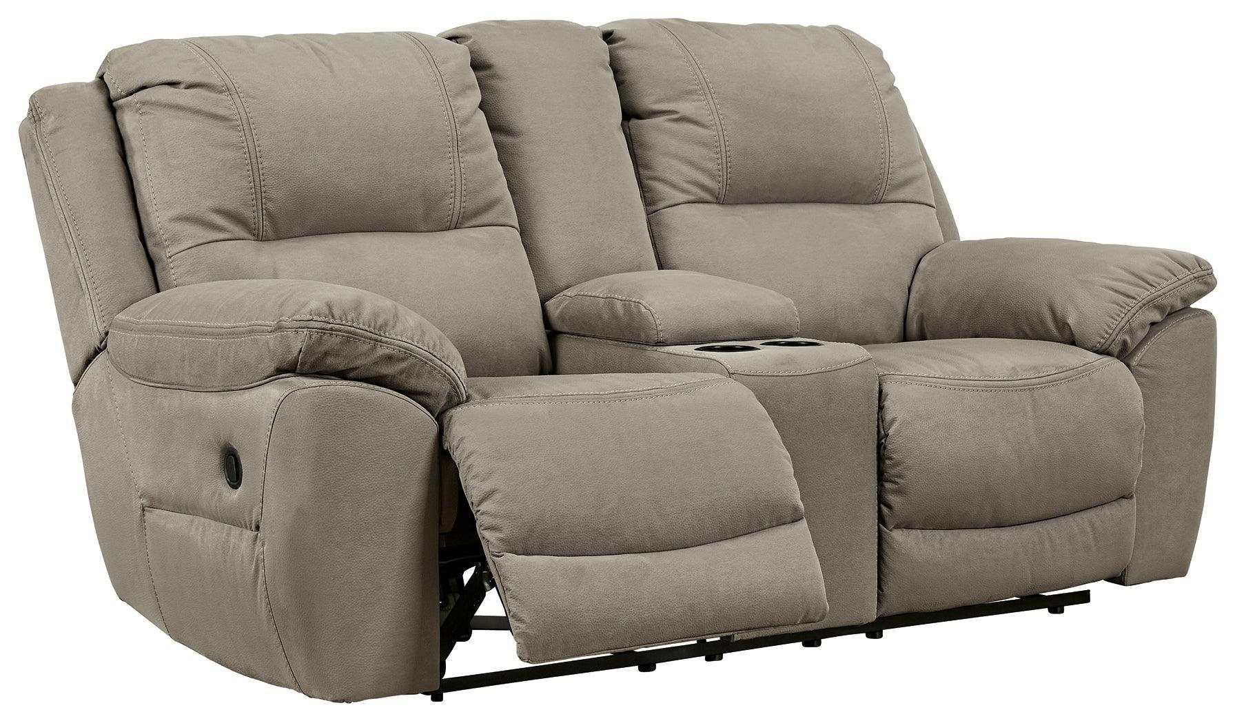 Next-Gen Gaucho Putty Microfiber Reclining Loveseat With Console - Image 3