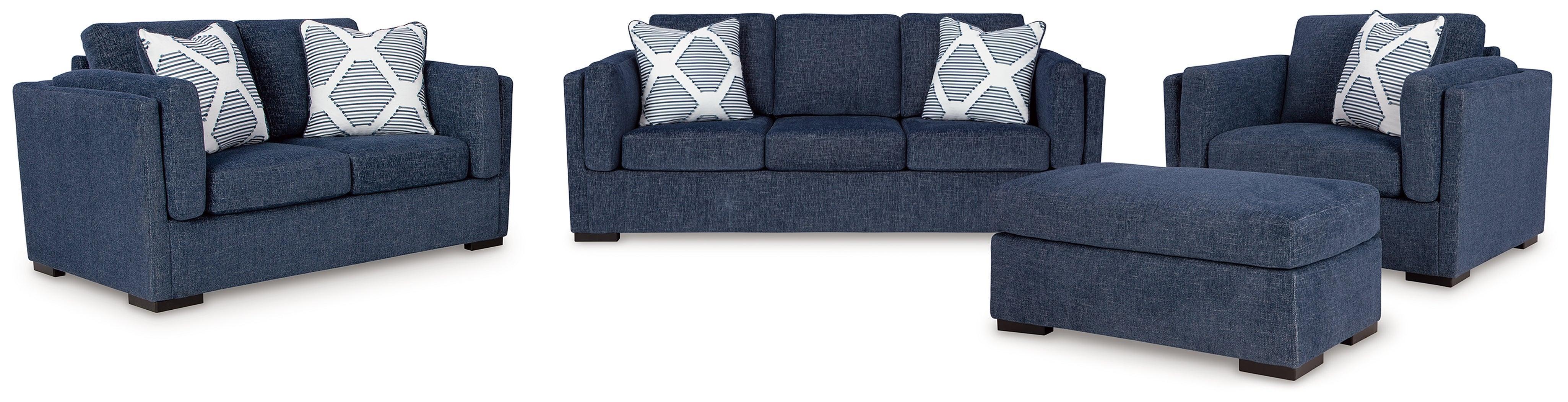 Evansley Navy Sofa, Loveseat, Chair and Ottoman - Image 2