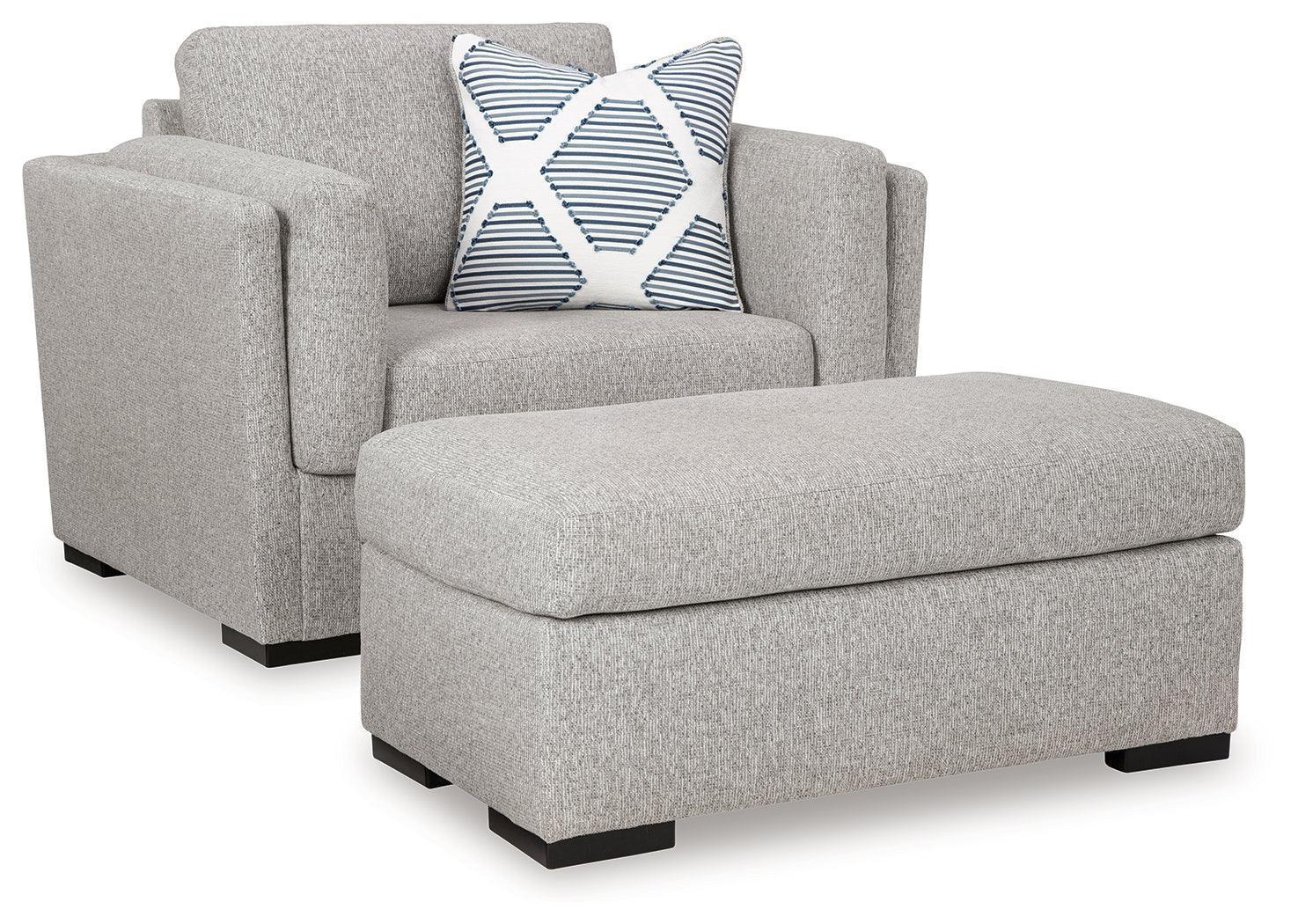 Evansley Pewter Chair and Ottoman - Image 2