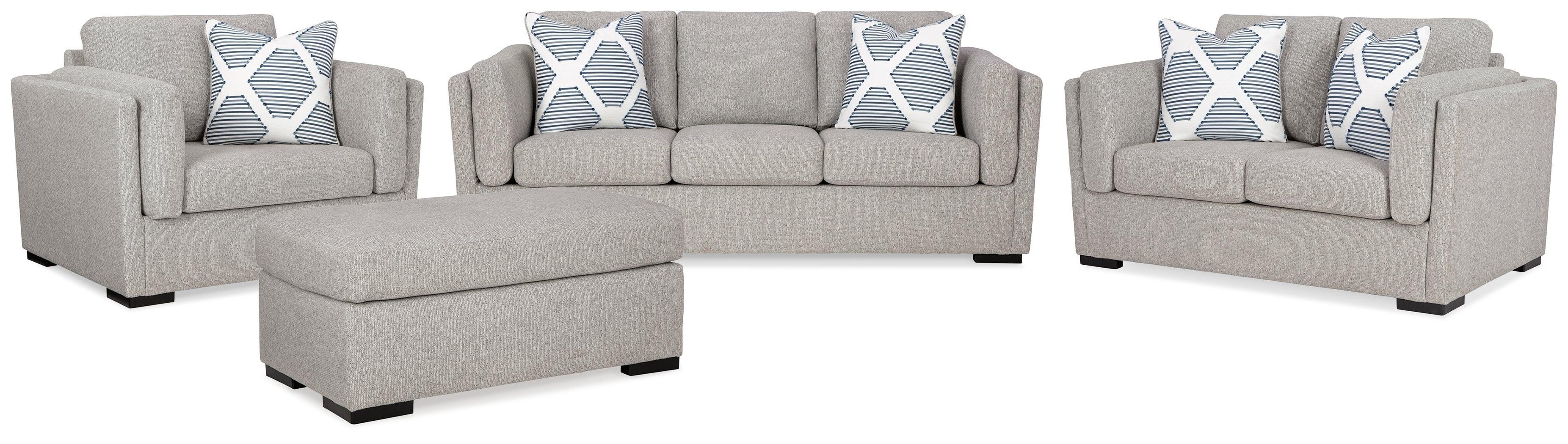Evansley Pewter Sofa, Loveseat, Chair and Ottoman - Image 2