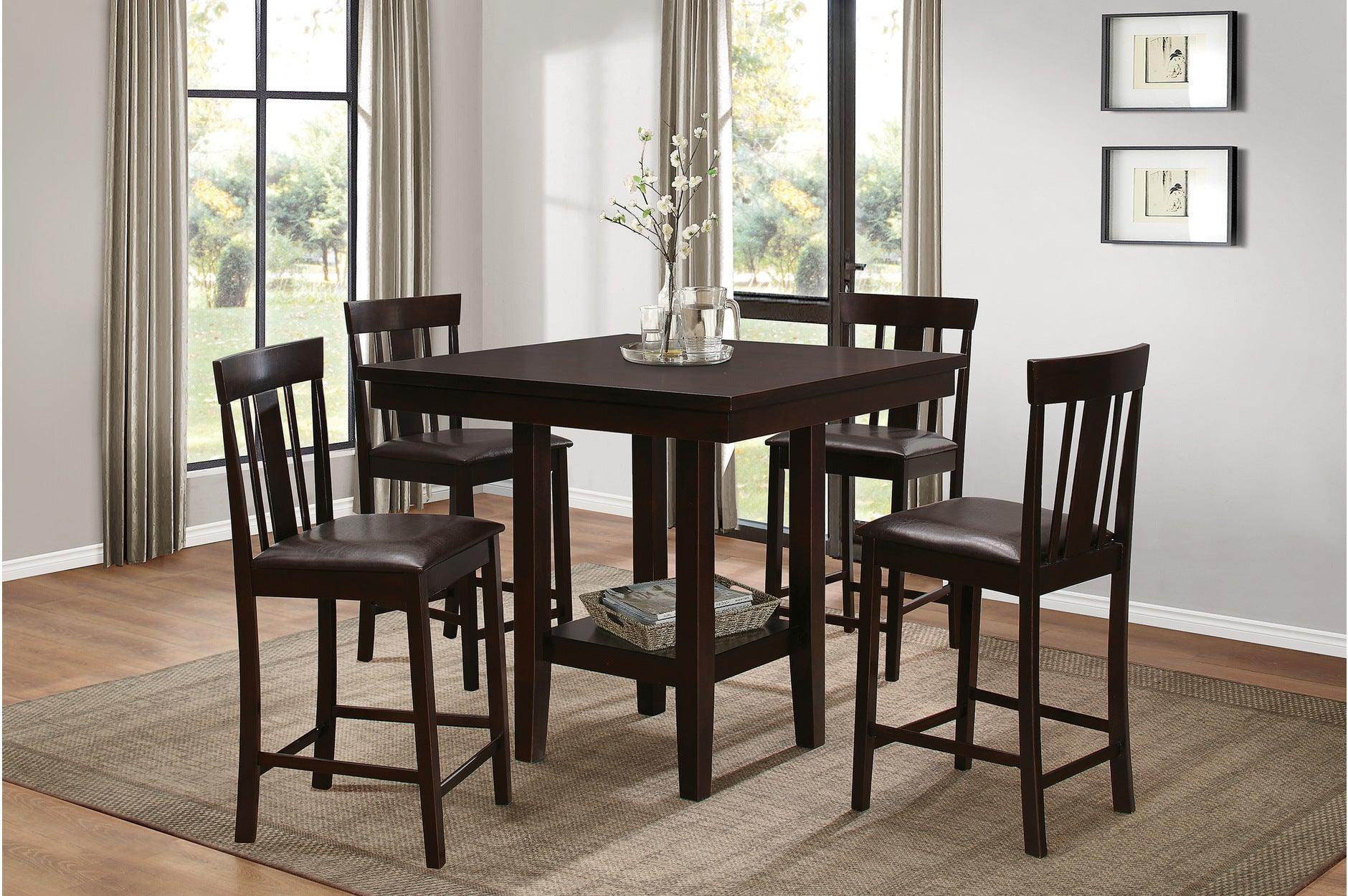Diego Espresso Faux Leather Square Counter Height Set - Image 1