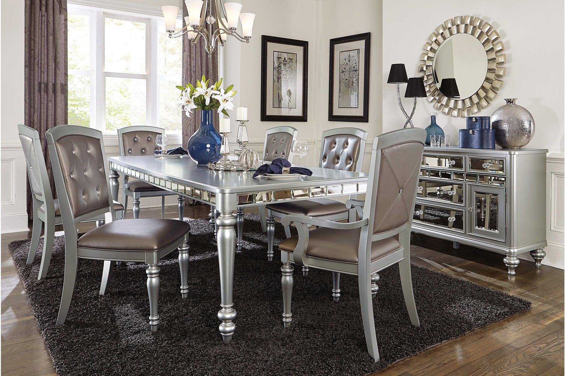 Orsina Pearl Faux Leather Rectangular Dining Room Set - Image 1
