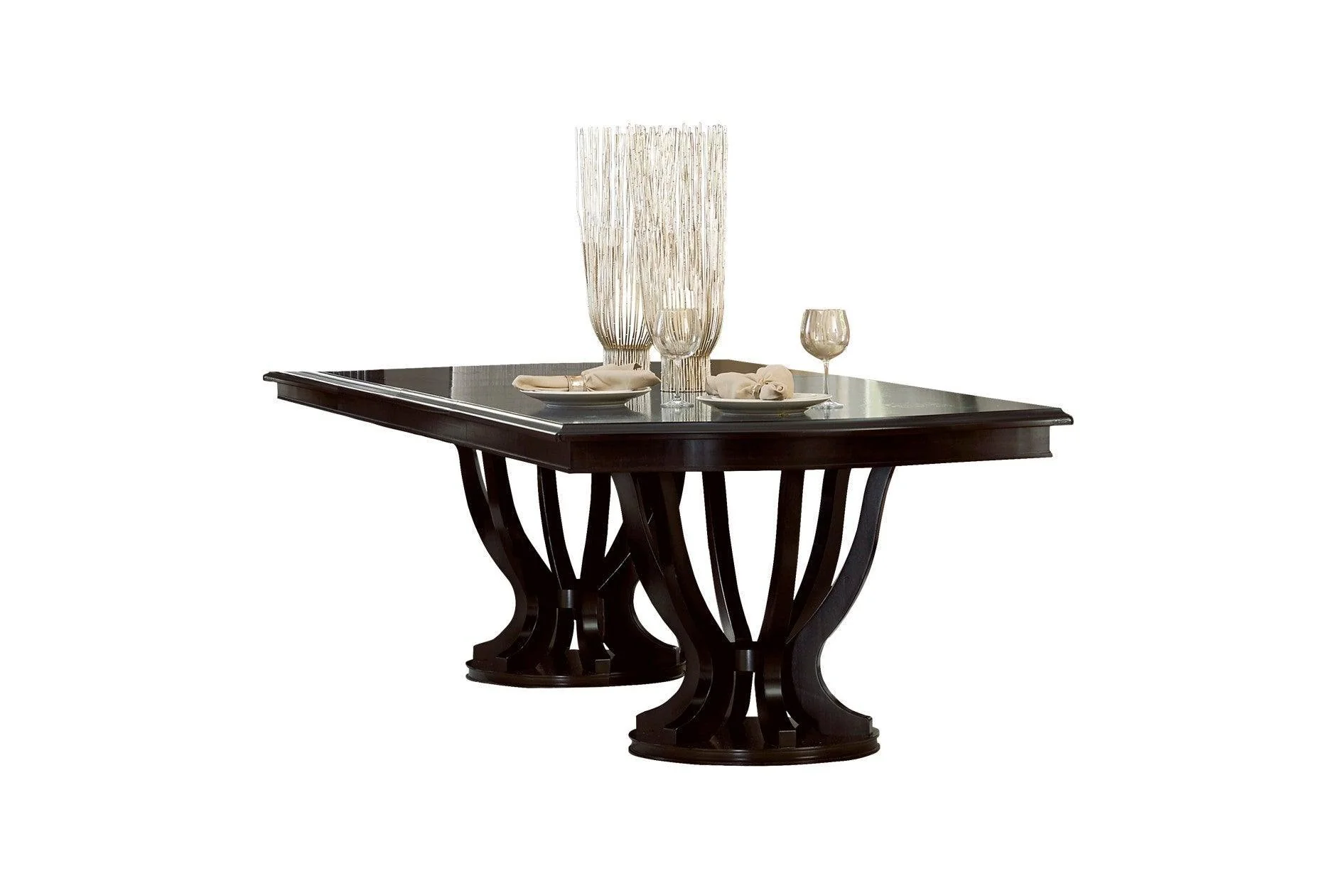 Savion Neutral Espresso Fabric Rectangular Dining Room Set - Image 3