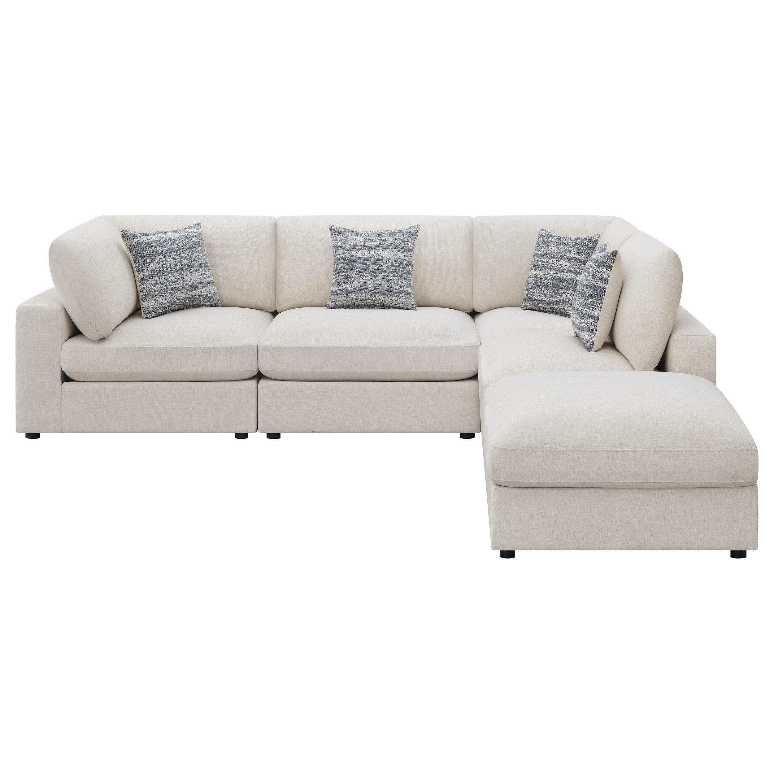 Serene 5-Piece Upholstered Modular Sectional Sofa Beige - Image 3