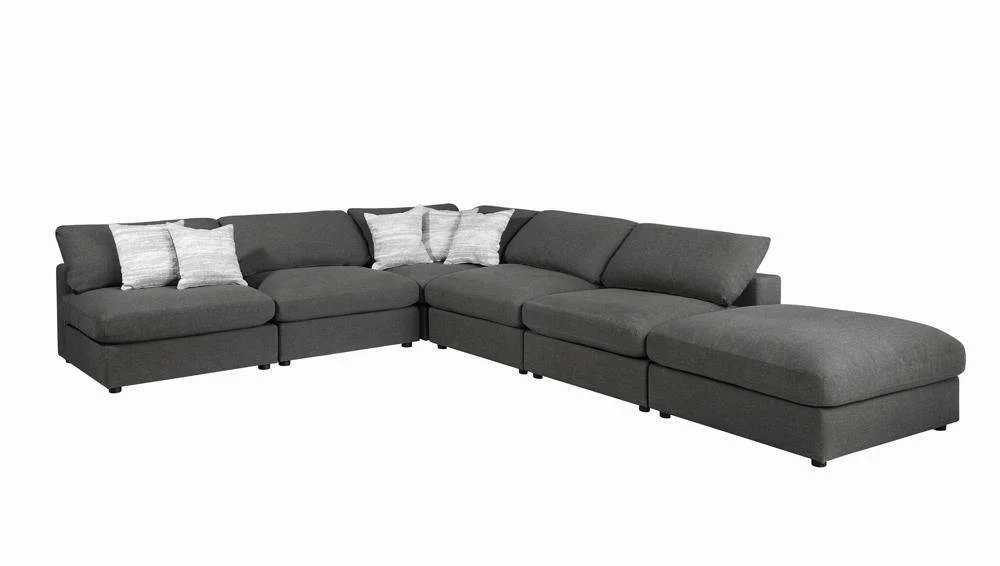 Serene Upholstered Rectangular Ottoman Charcoal - Image 3