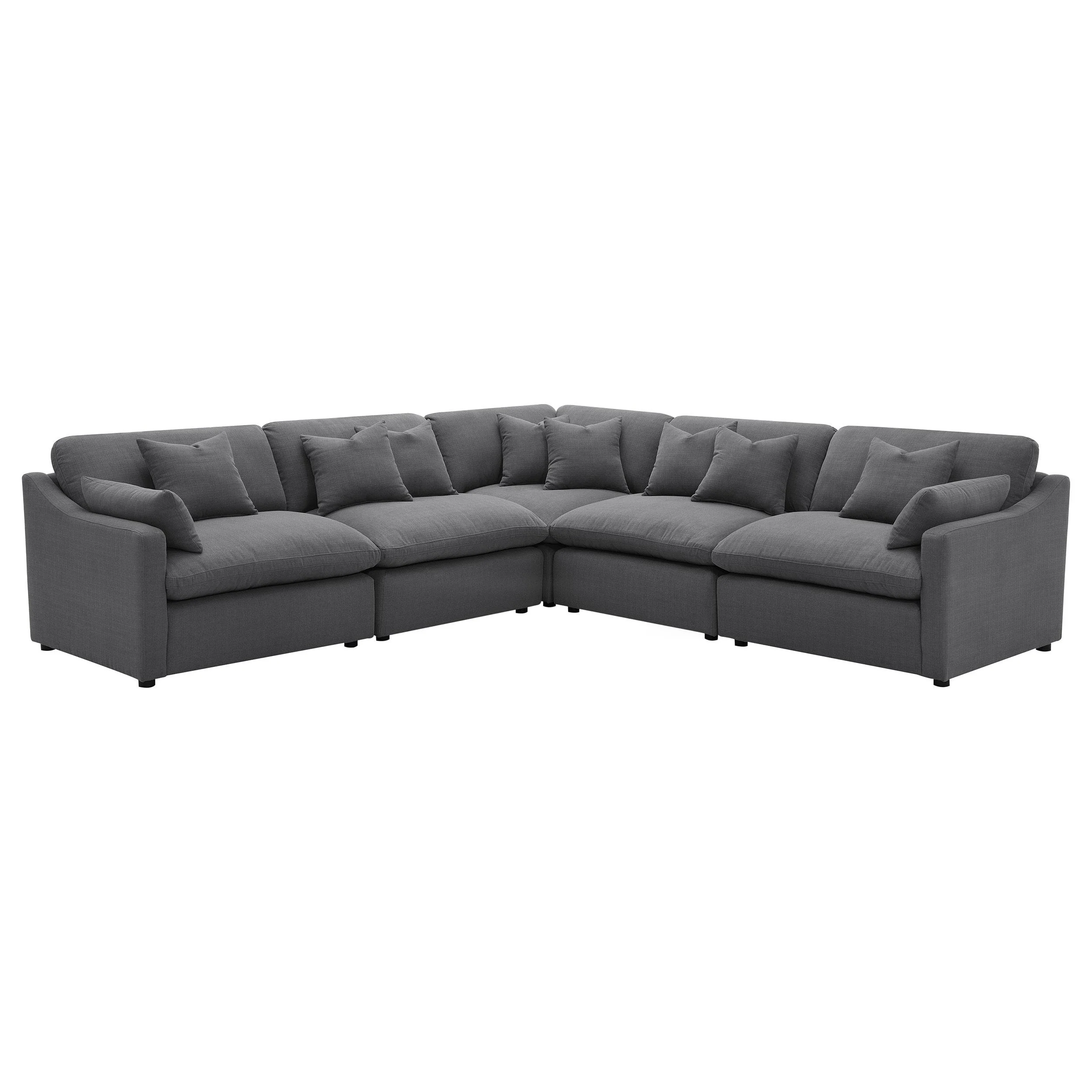 Hobson 5-piece Upholstered Modular Sectional Sofa Charcoal - Image 2