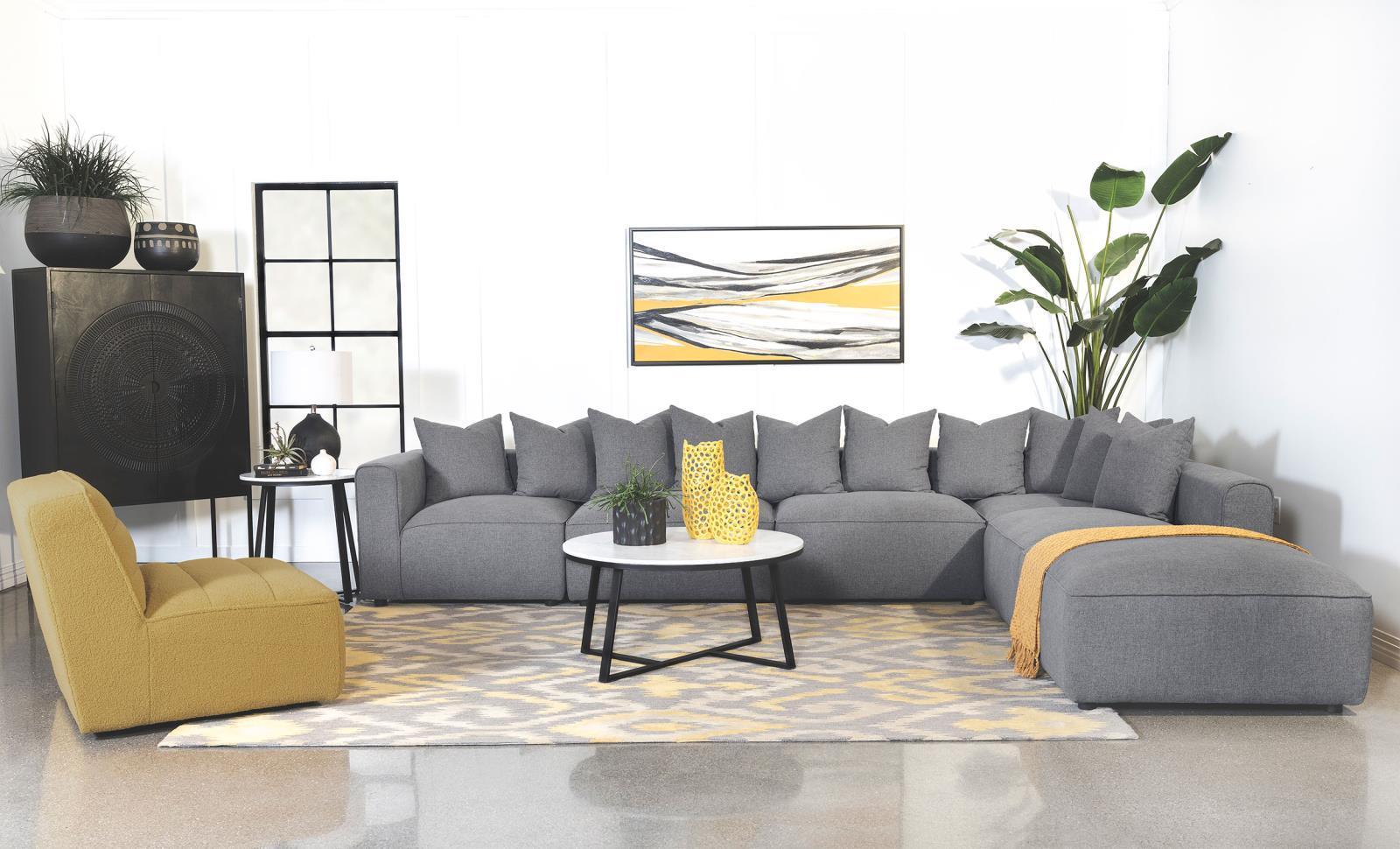 Jennifer Square Upholstered Ottoman Grey - Image 3