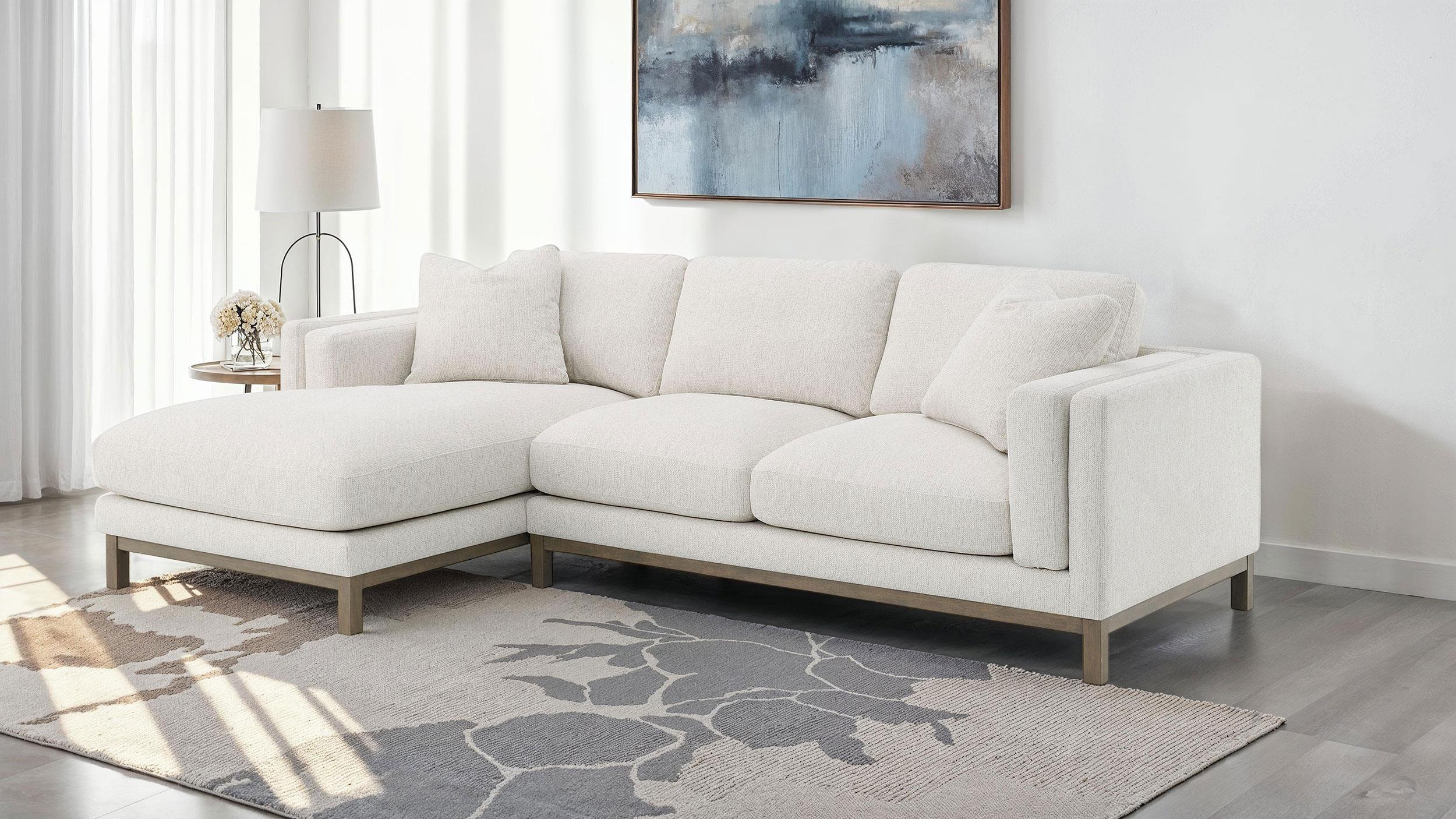 Geneva Boucle Upholstered Sectional Chaise Sofa Sand - Image 2