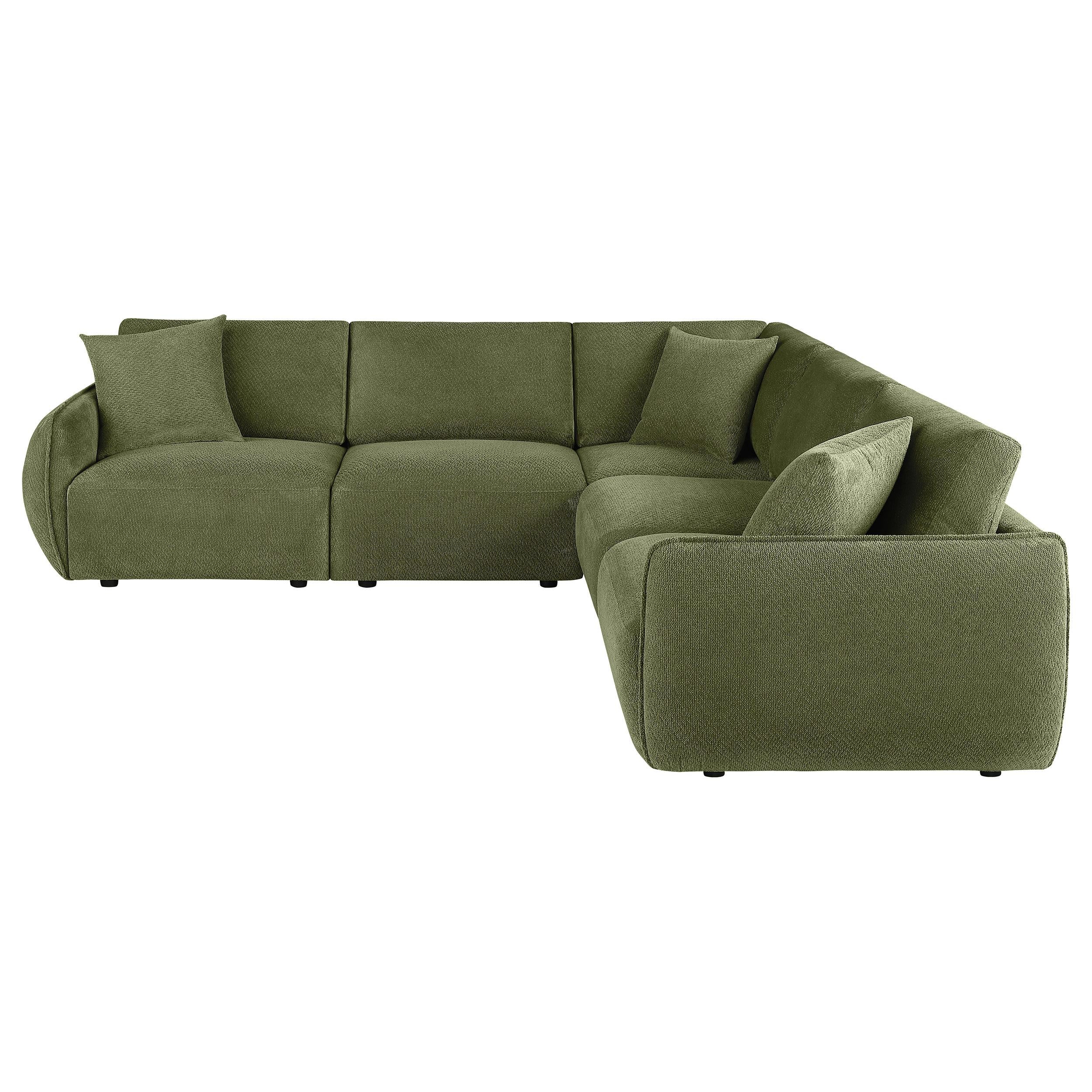 Elysia 5-piece Chenille Upholstered Modular Sectional Sofa Green - Image 2