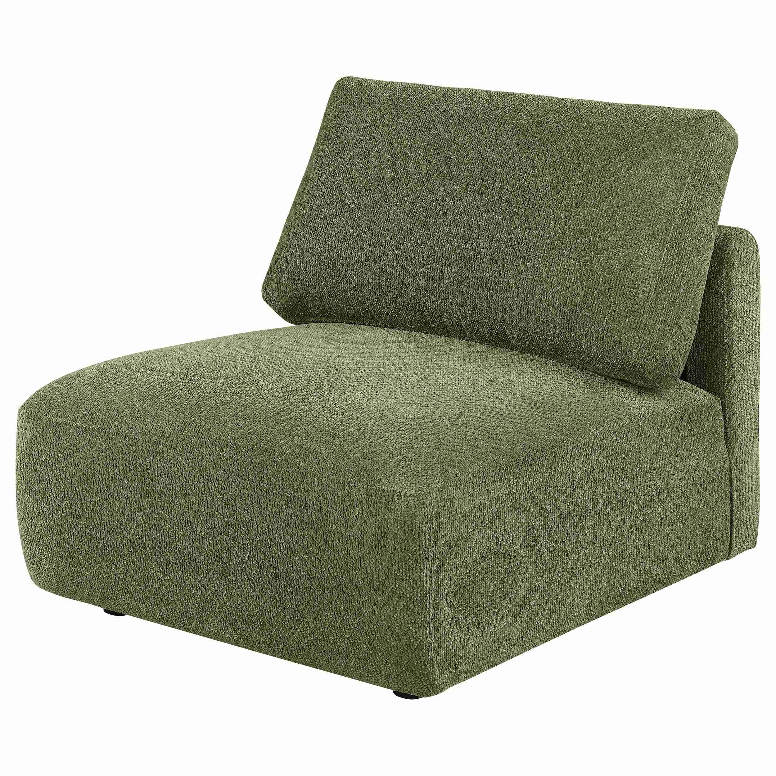 Elysia Chenille Upholstered Modular Armless Chair Green - Image 3
