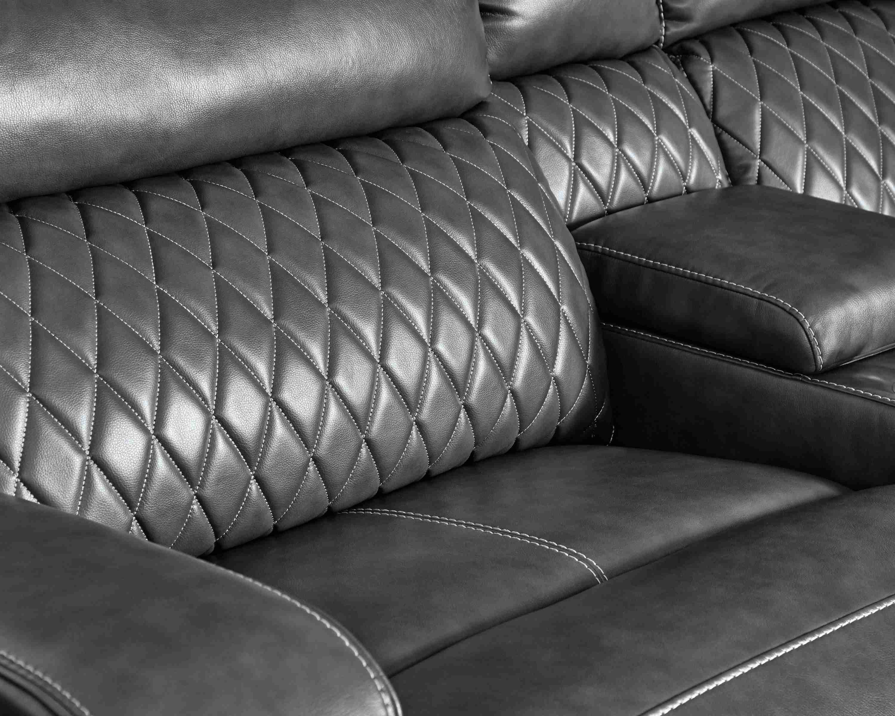 Samperstone Gray Faux Leather 6-Piece Power Reclining Sectional - Image 3