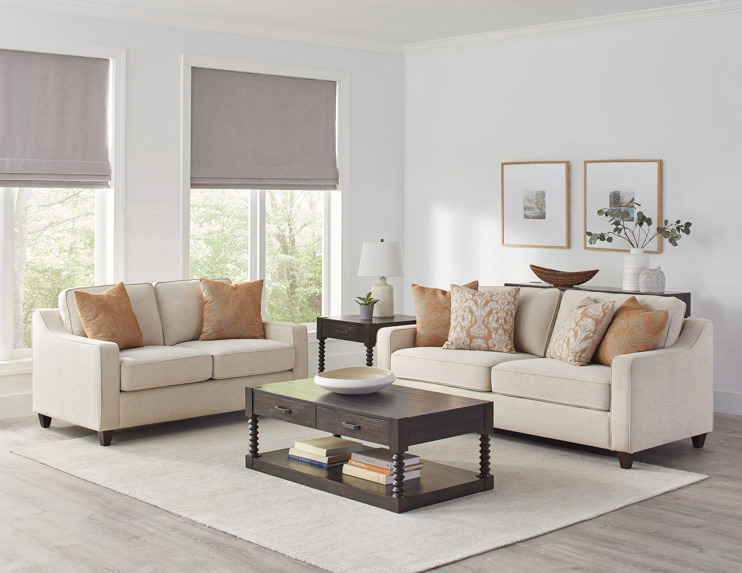 Christine Upholstered Cushion Back Loveseat Beige - Image 3
