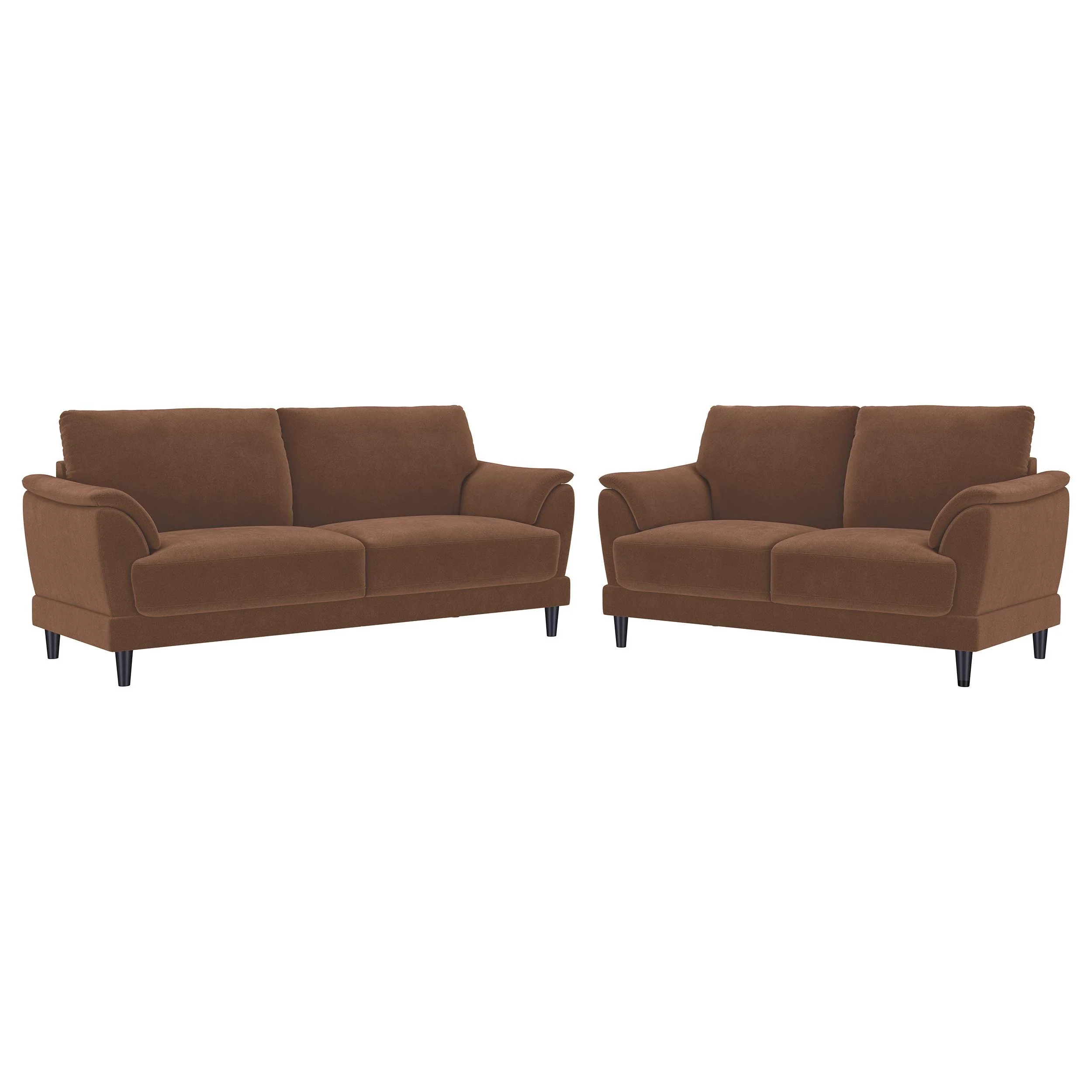 Selma 2-piece Velvet Upholstered Crescent Arm Sofa Set Rust - Image 2