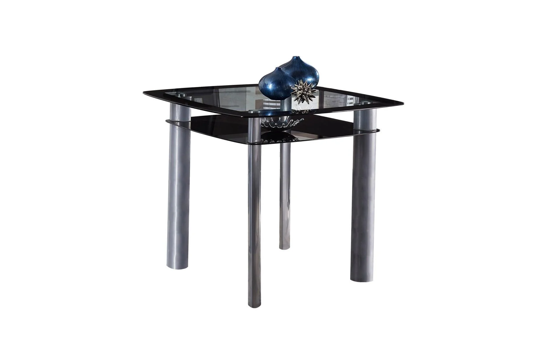 Sona Black Faux Leather Glass Top Square Counter Height Set - Image 2