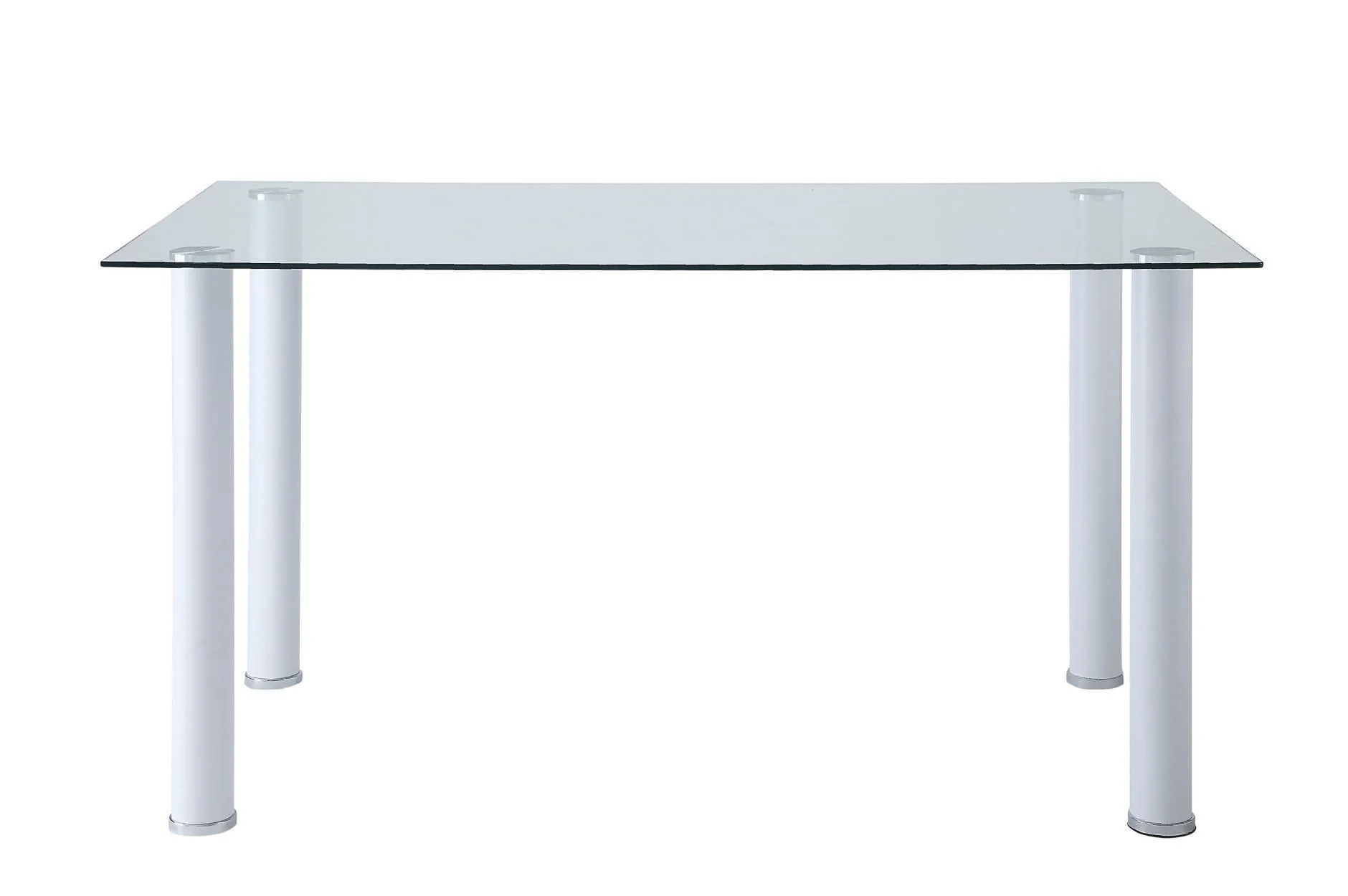 Florian White Faux Leather Glass Top Rectangular Dining Room Set - Image 3