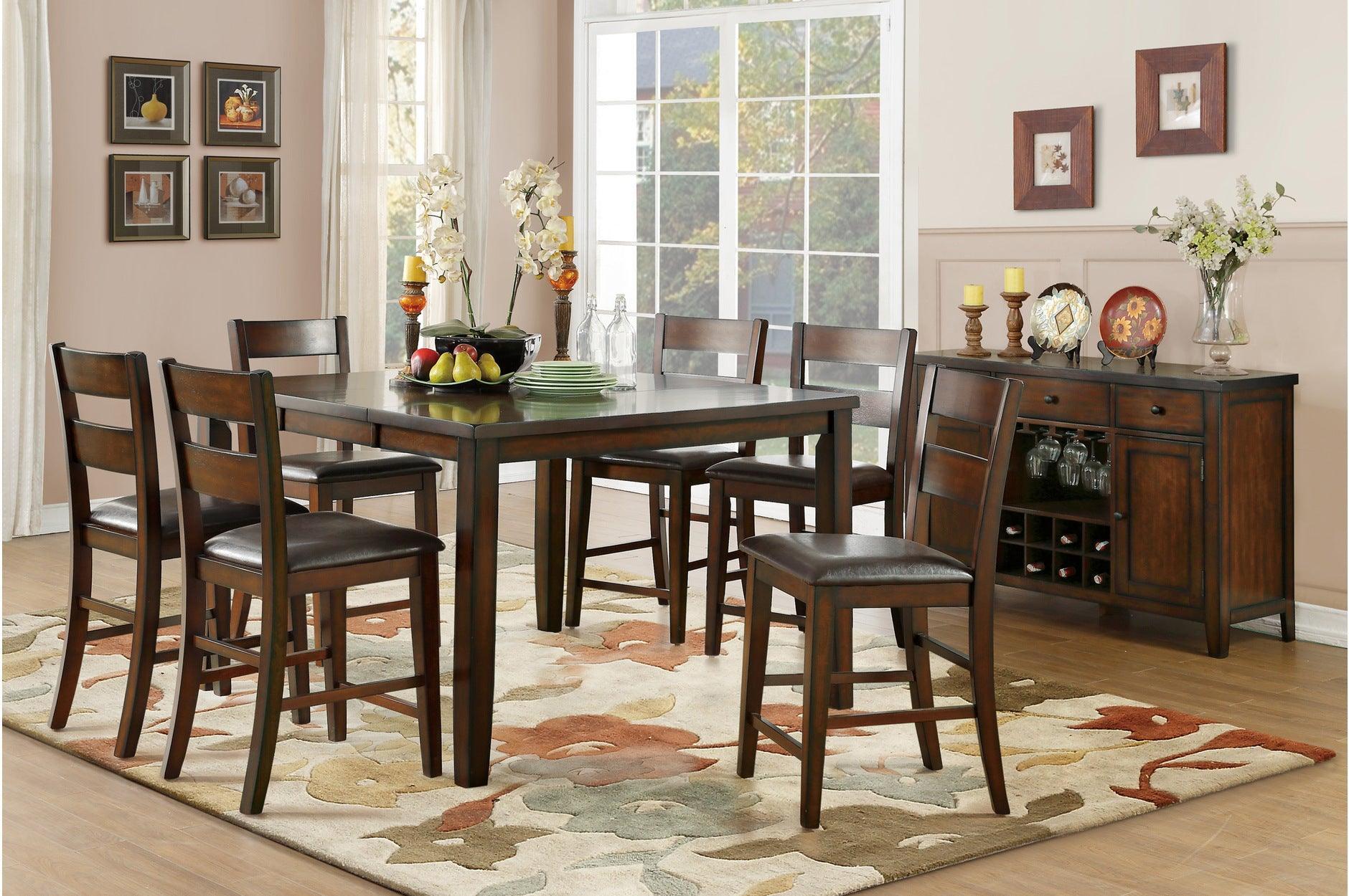 Mantello Dark Brown Faux Leather Rectangular Dining Room Set - Image 2