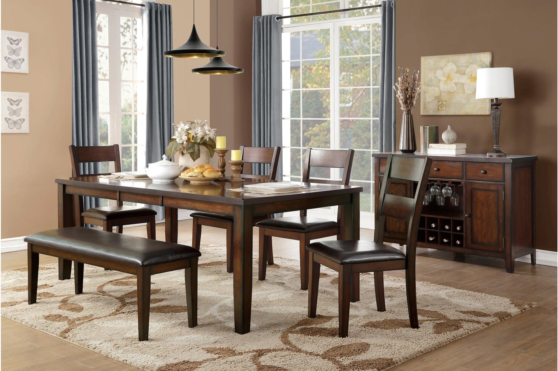 Mantello Dark Brown Faux Leather Dining Room Set - Image 1
