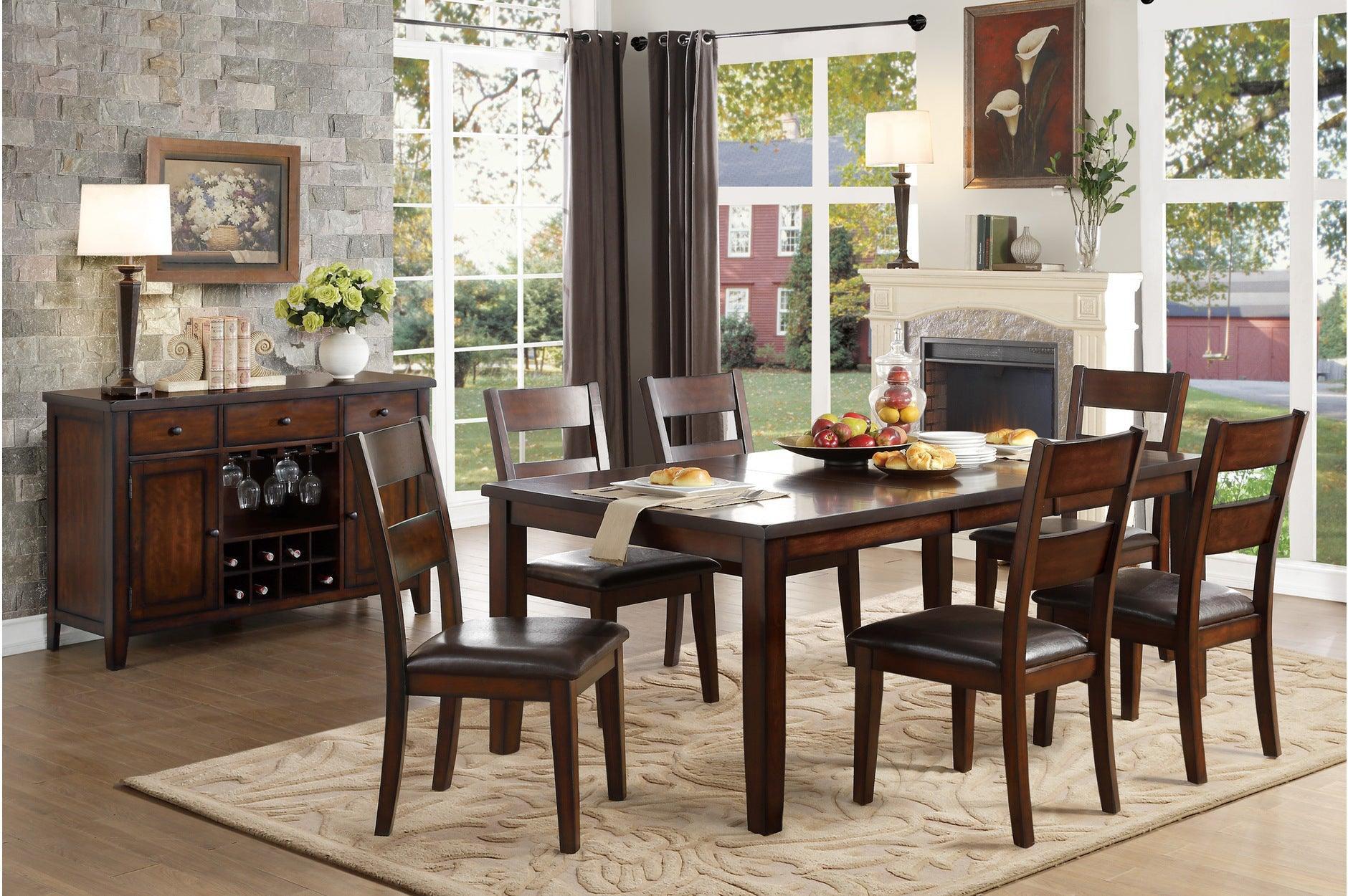 Mantello Dark Brown Faux Leather Dining Room Set - Image 2