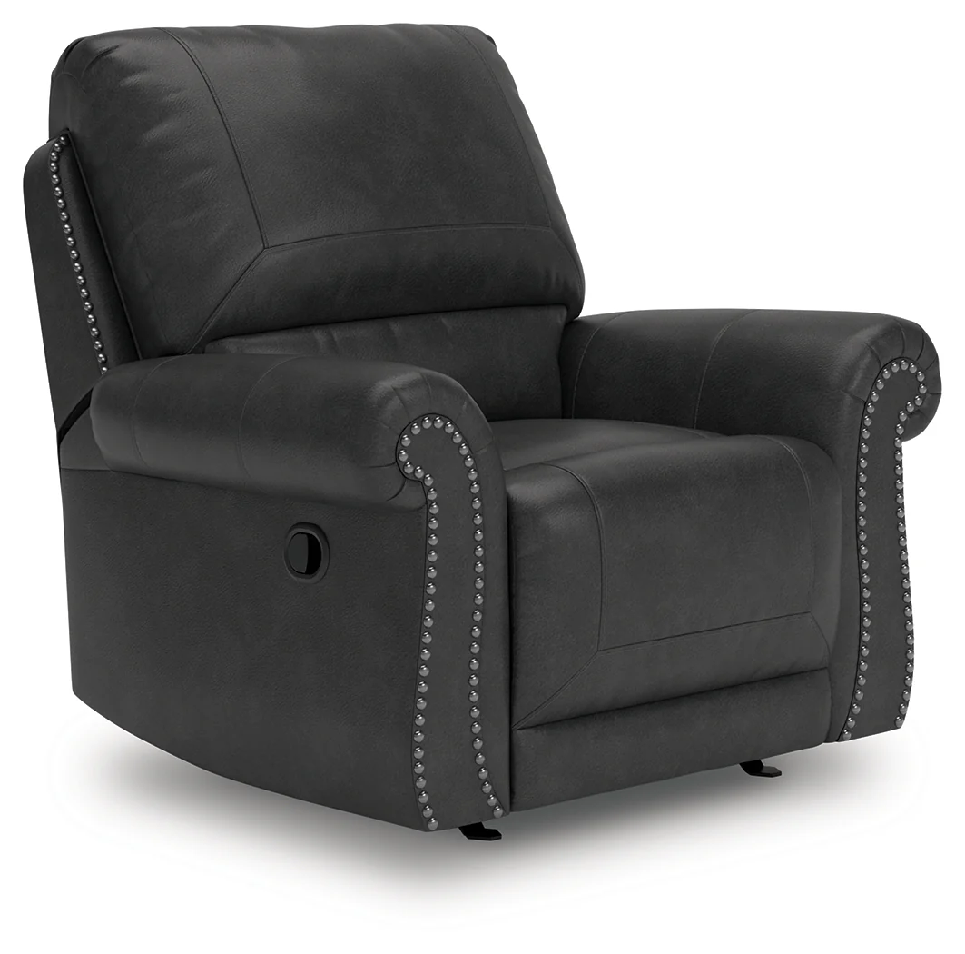 Chasemore Granite Faux Leather Swivel Glider Recliner - Image 1