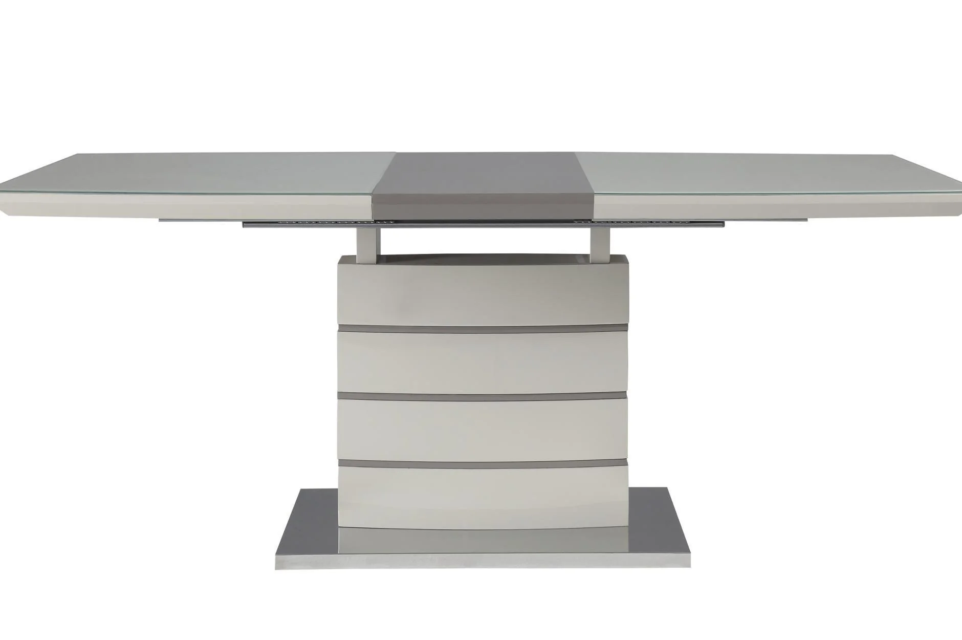 Glissand White Gray Taupe Rectangular Square Dining Room Set - Image 2