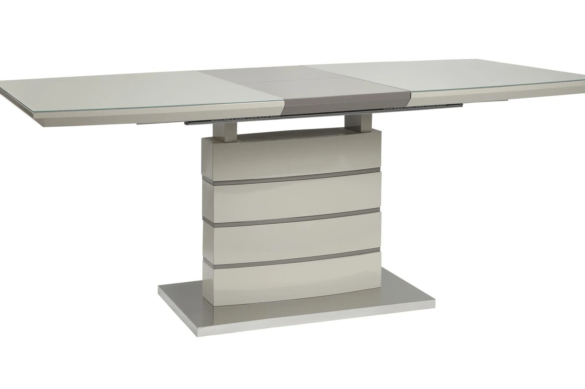 Glissand White Gray Taupe Rectangular Square Dining Room Set - Image 3
