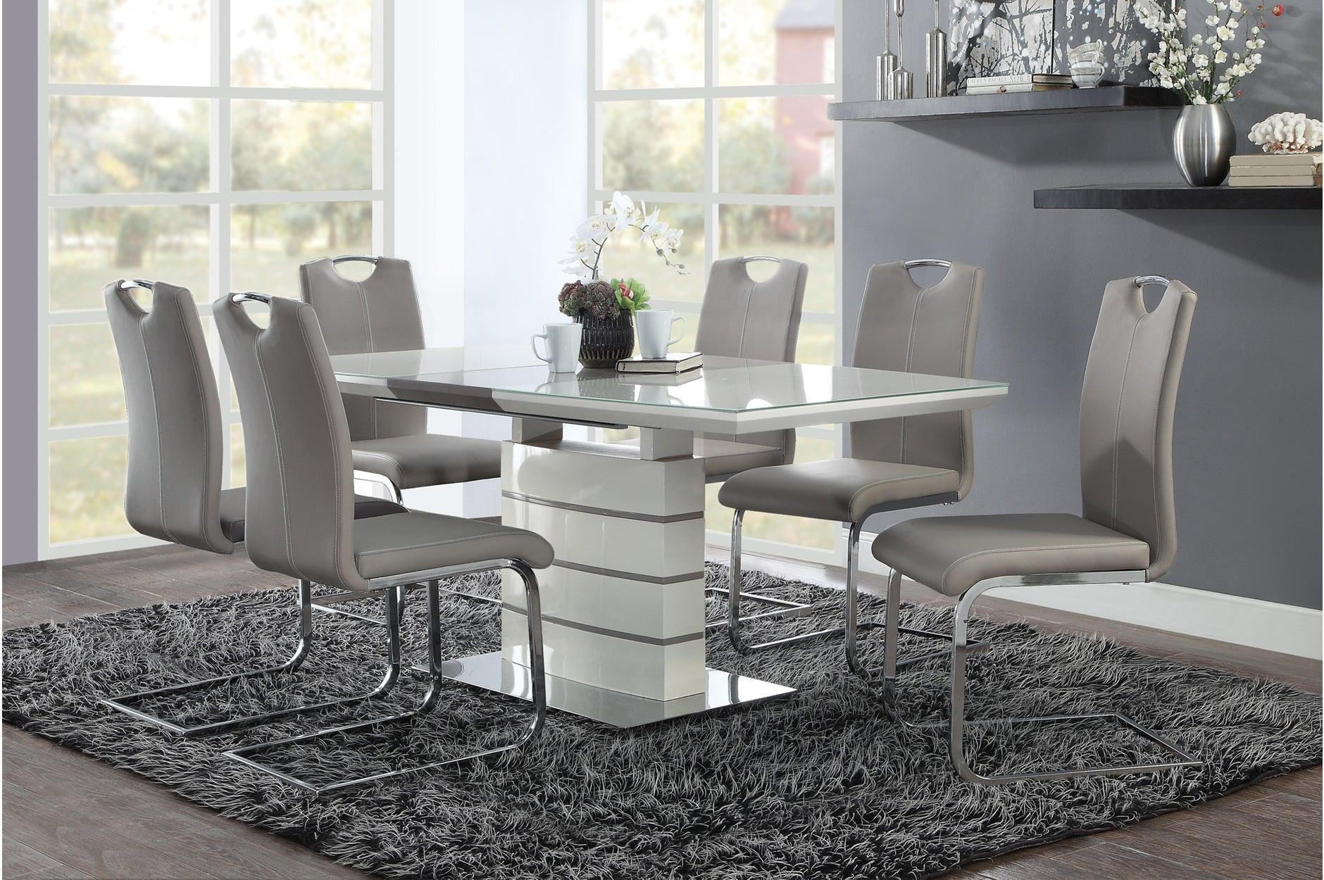 Glissand White Gray Taupe Rectangular Square Dining Room Set - Image 1