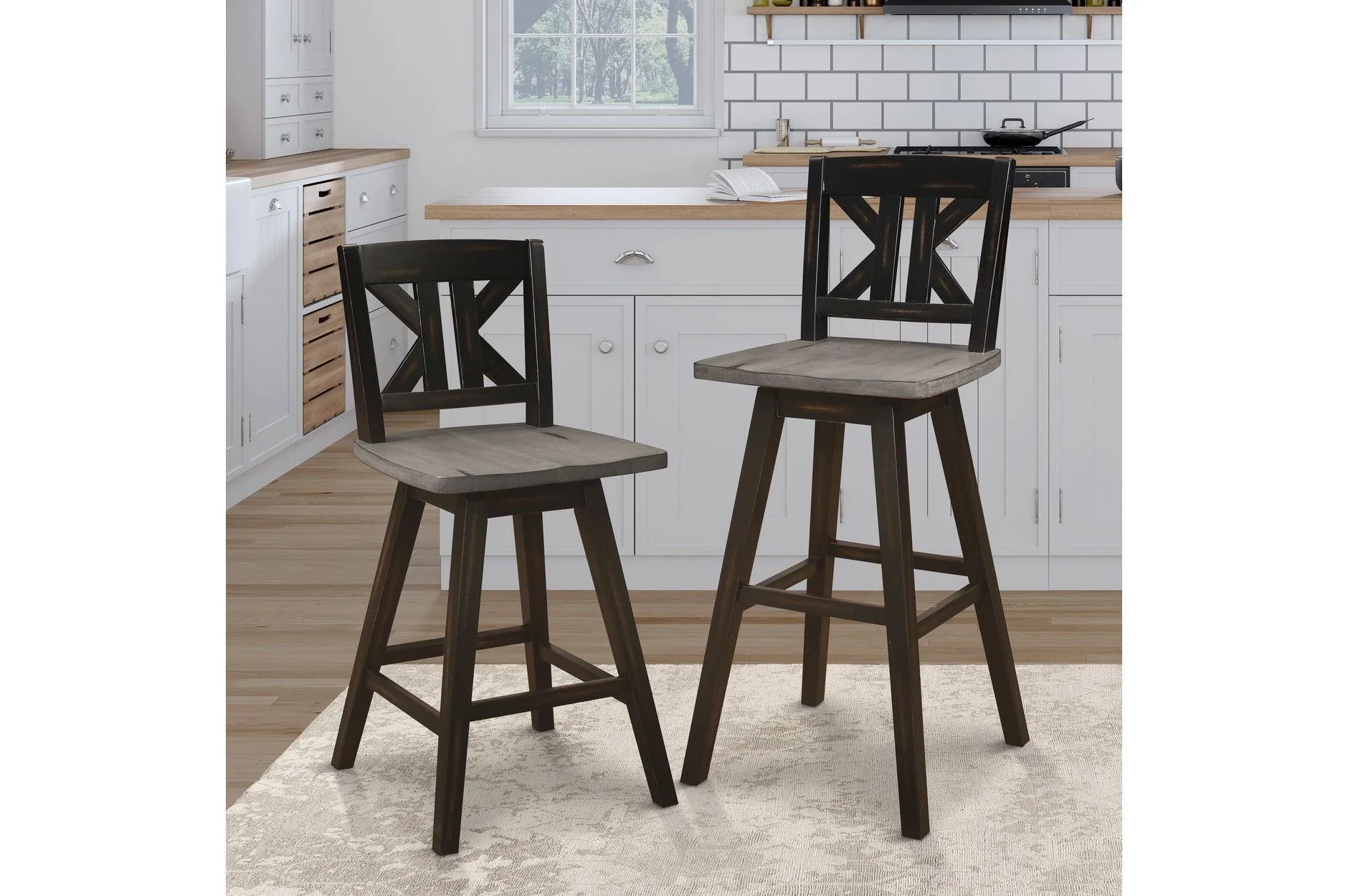 Amsonia Gray Swivel Chair Rectangular Counter Height Set - Image 3