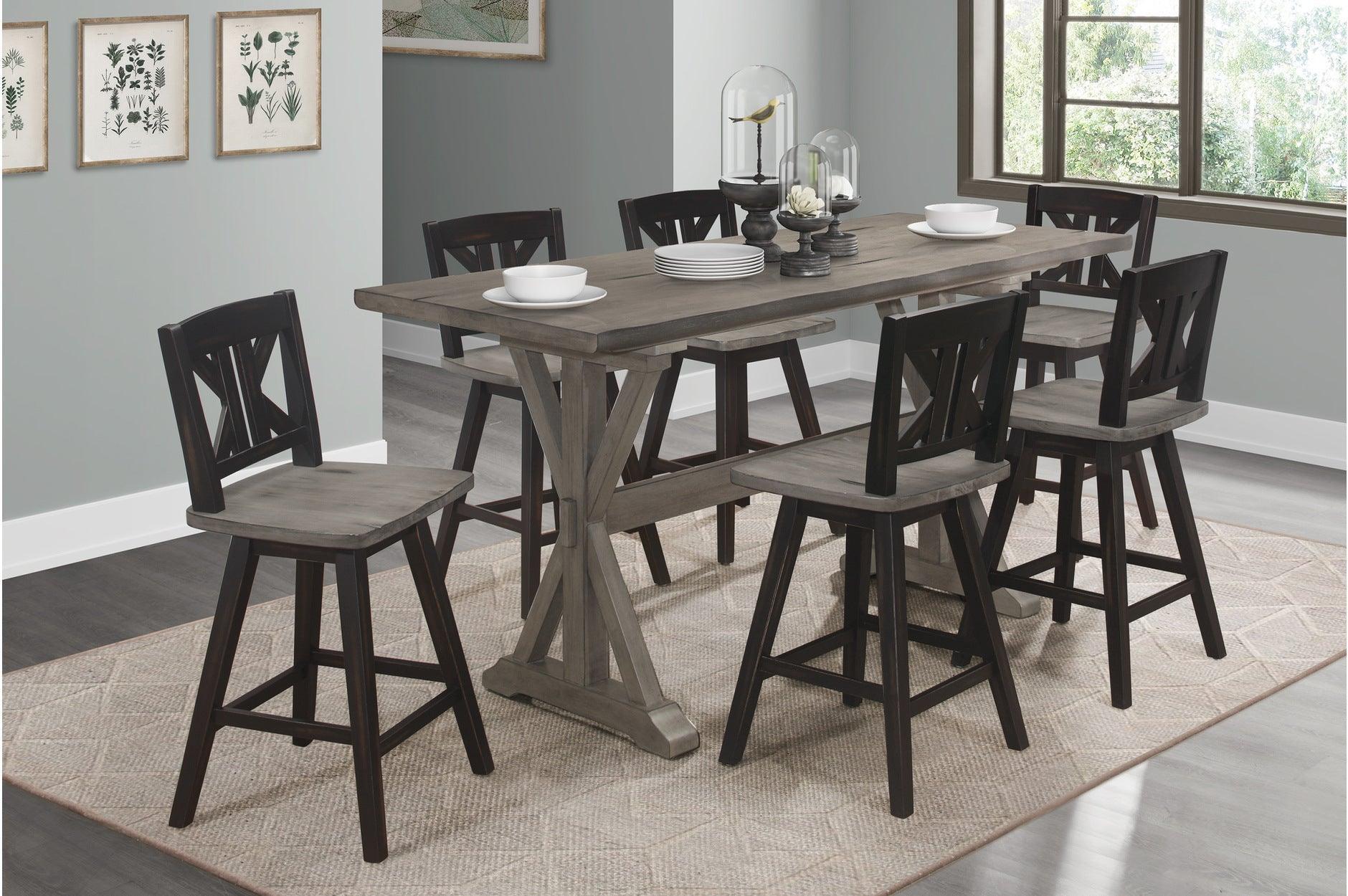 Amsonia Gray Swivel Chair Rectangular Counter Height Set