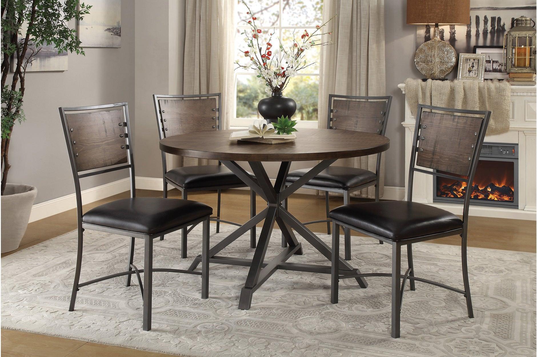Fideo Faux Leather Round Dining Room Set - Image 1