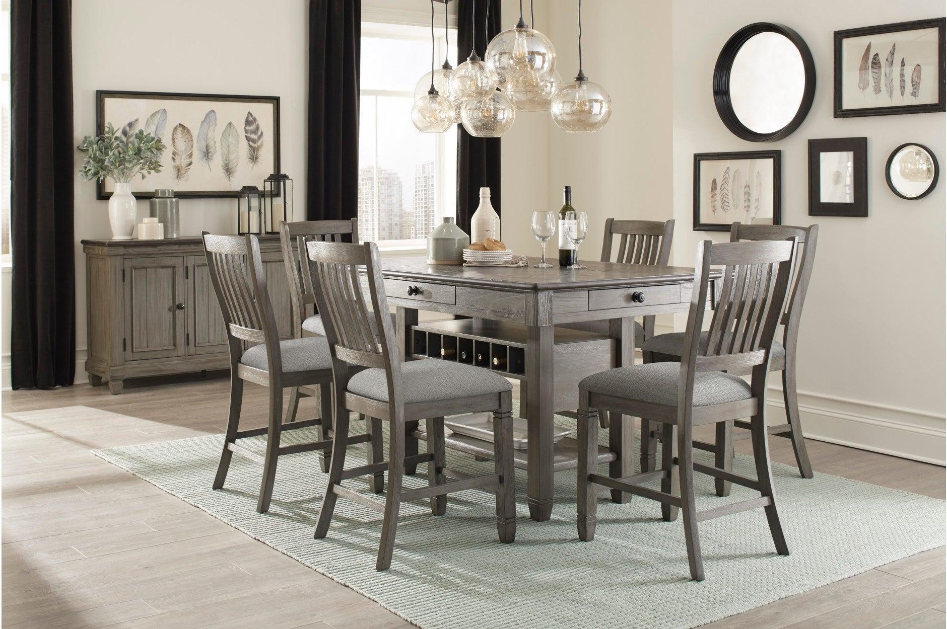 Granby Gray Fabric Rectangular Counter Height Set - Image 1