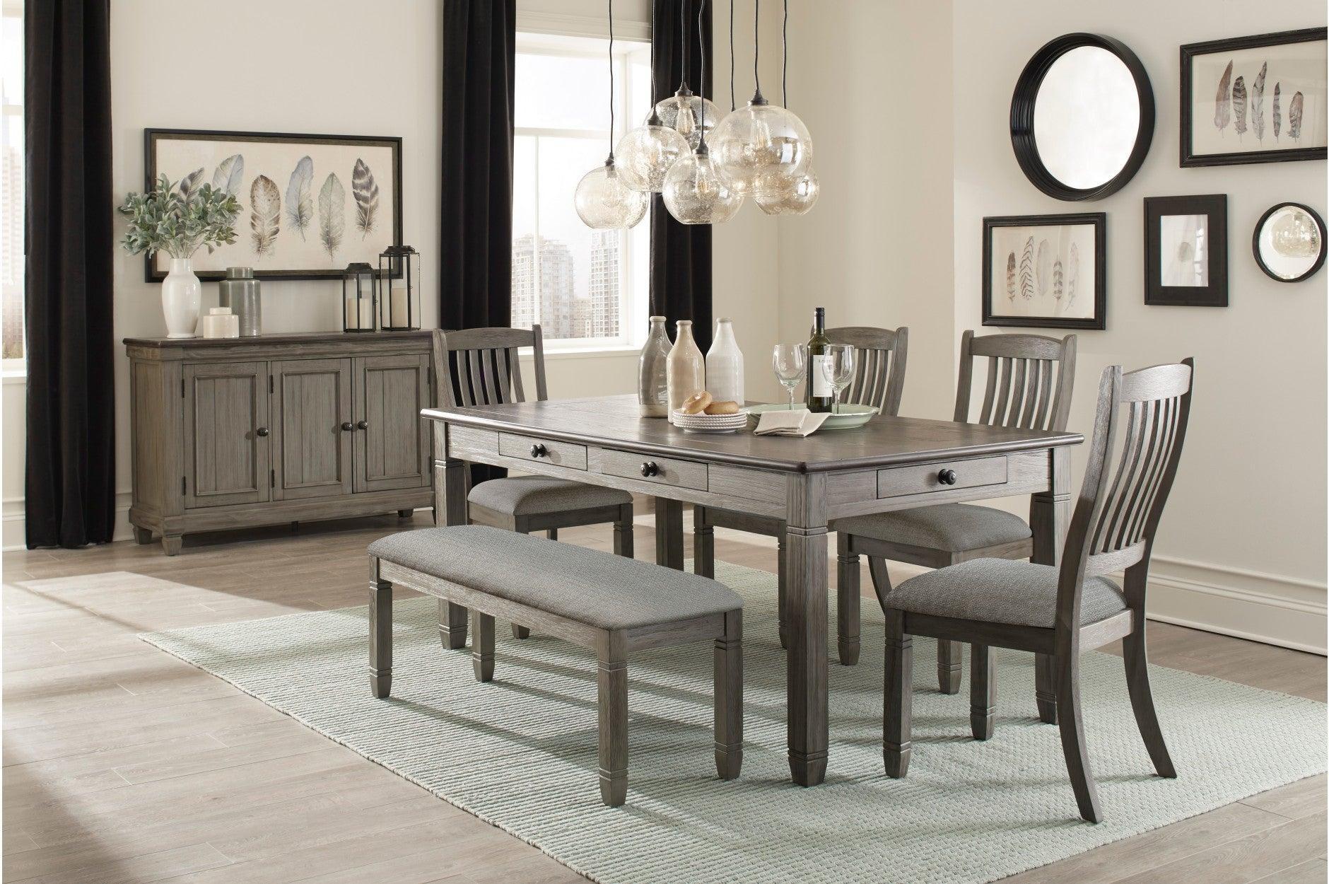 Granby Gray Fabric Rectangular Dining Room Set - Image 1