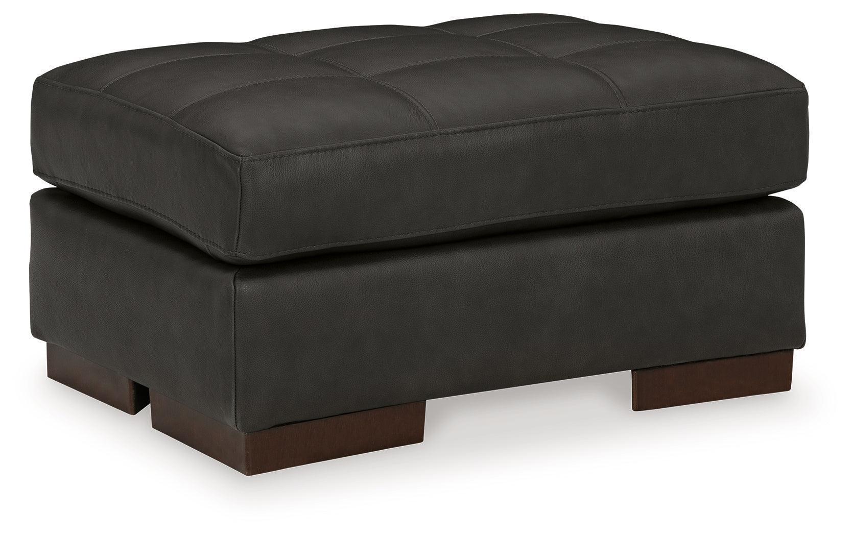 Luigi Thunder Leather Ottoman - Image 2