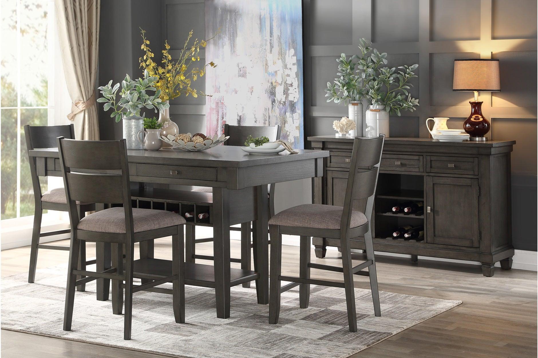 Baresford Gray Fabric Storage Square Dining Room Set - Image 1