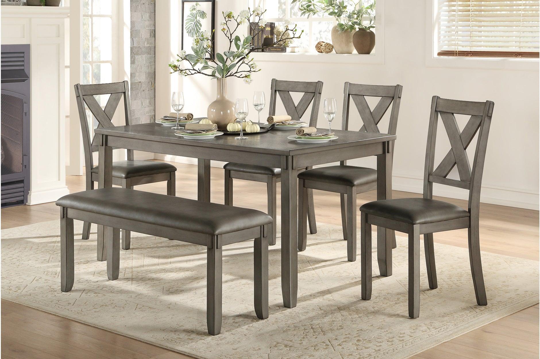 Holders Gray Faux Leather Dining Room Set - Image 1