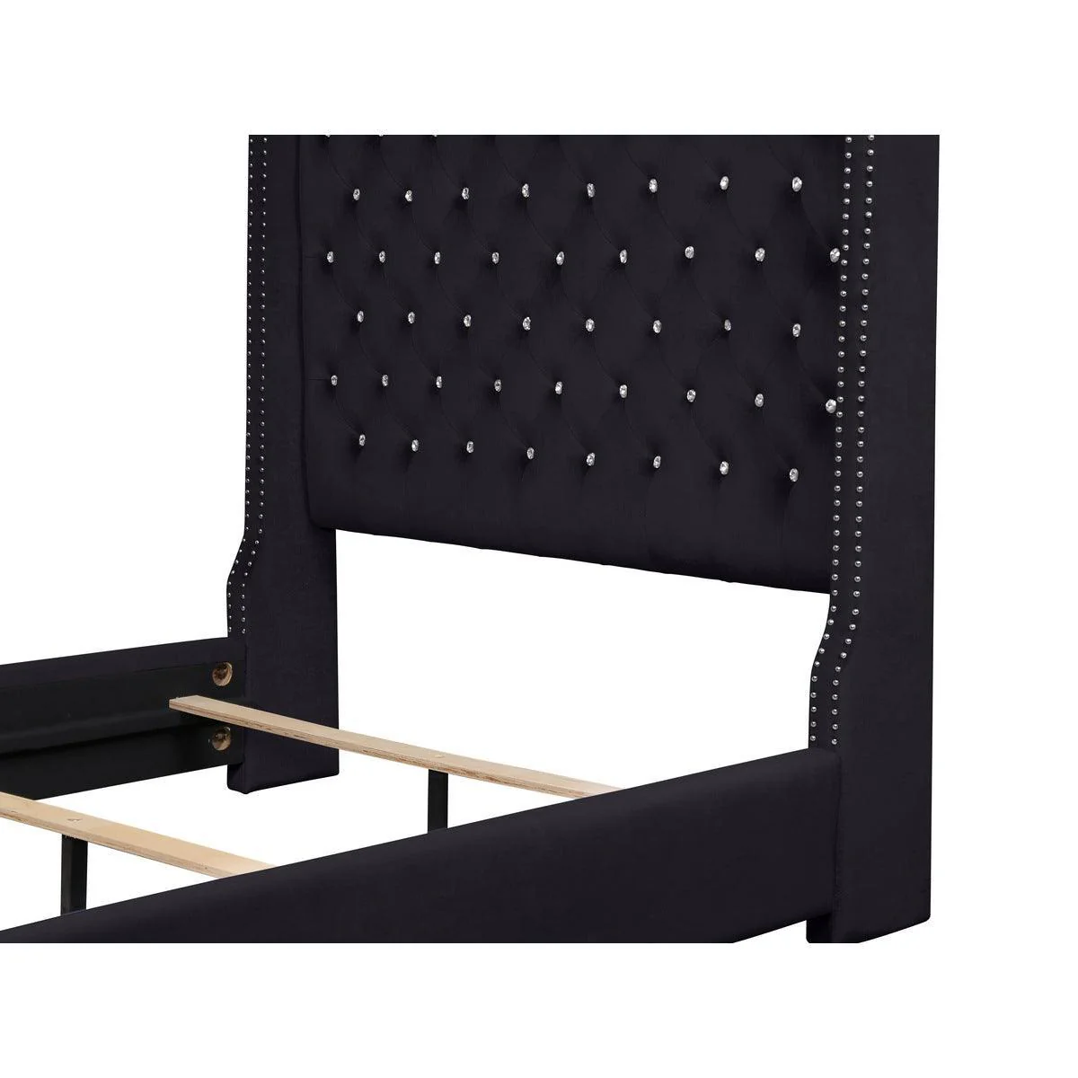 Jacklyn Black Faux Leather Tufted Panel King Bed - Image 3