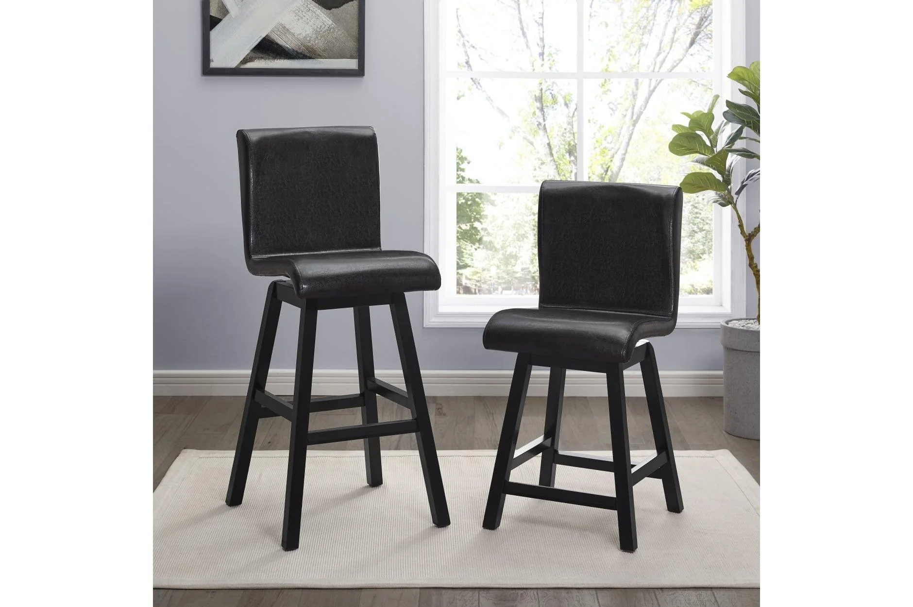 Hillshaw Dark Cherry Faux Leather Triangular Dining Room Set - Image 3