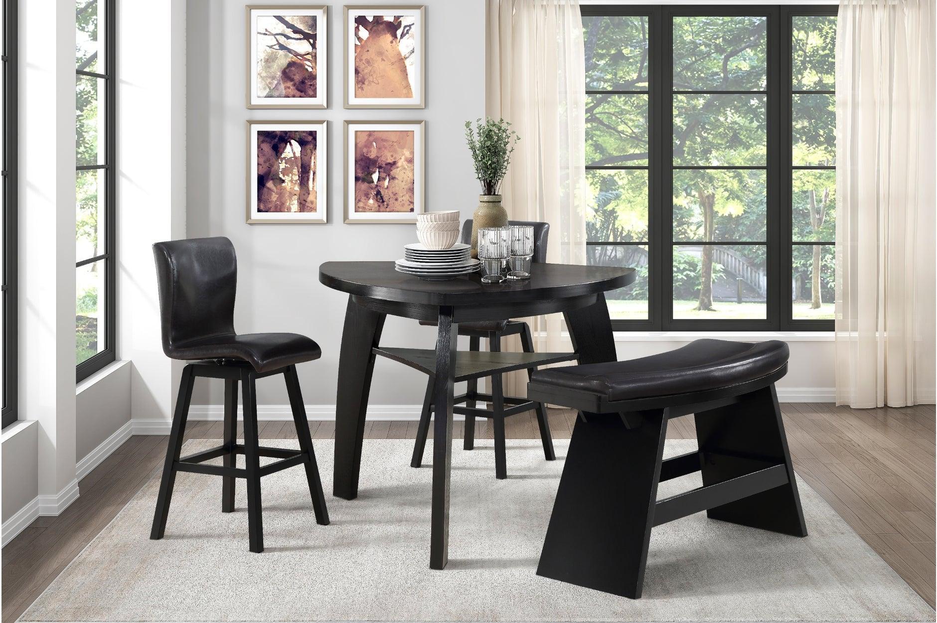 Hillshaw Dark Cherry Faux Leather Triangular Dining Room Set - Image 1