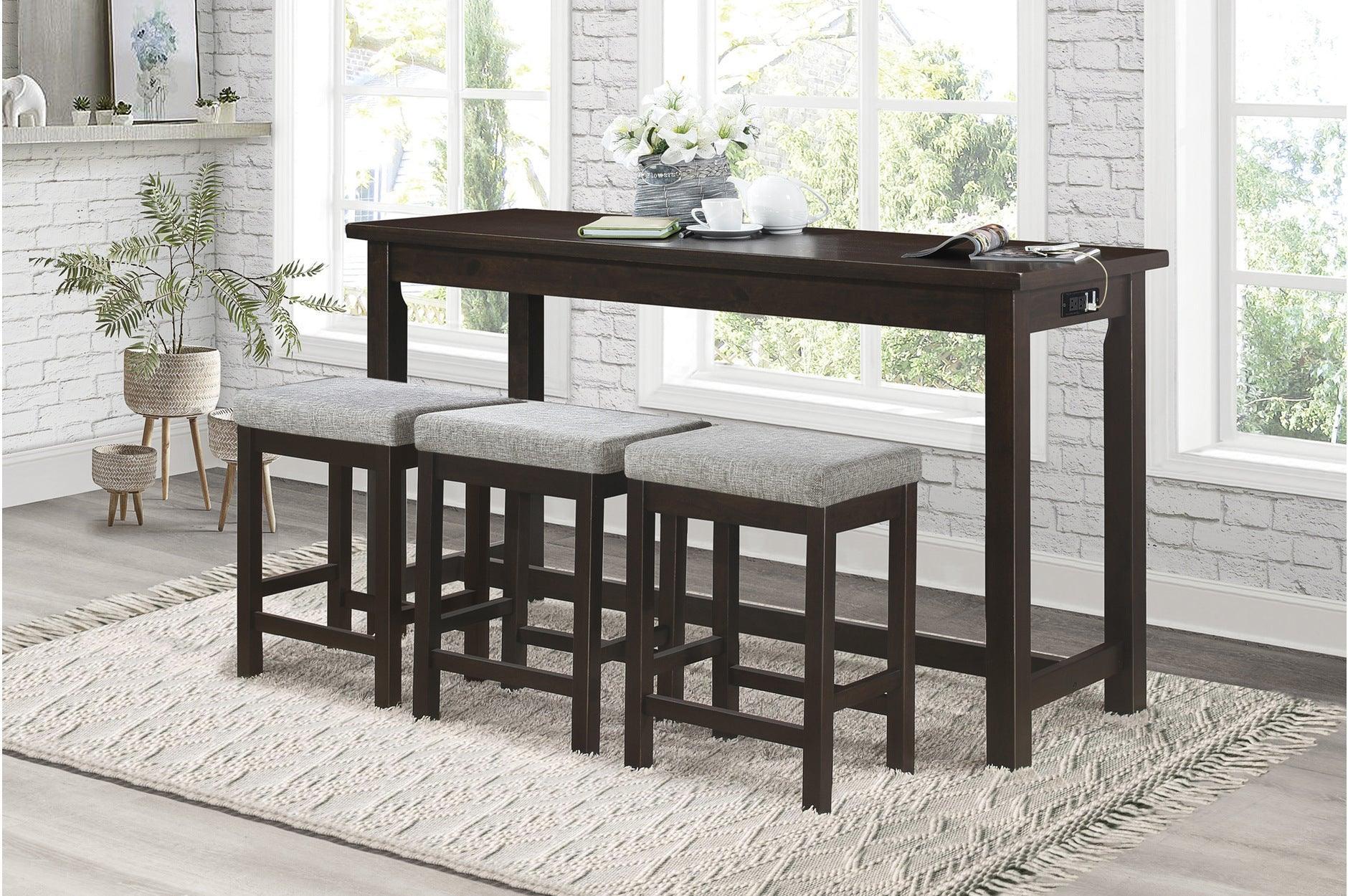 Connected Espresso Fabric Counter Height Set - Image 1