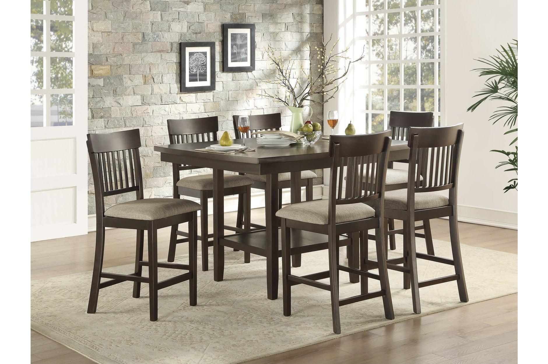 Balin Brown Neutral Accent Fabric Rectangular Counter Height Set - Image 3