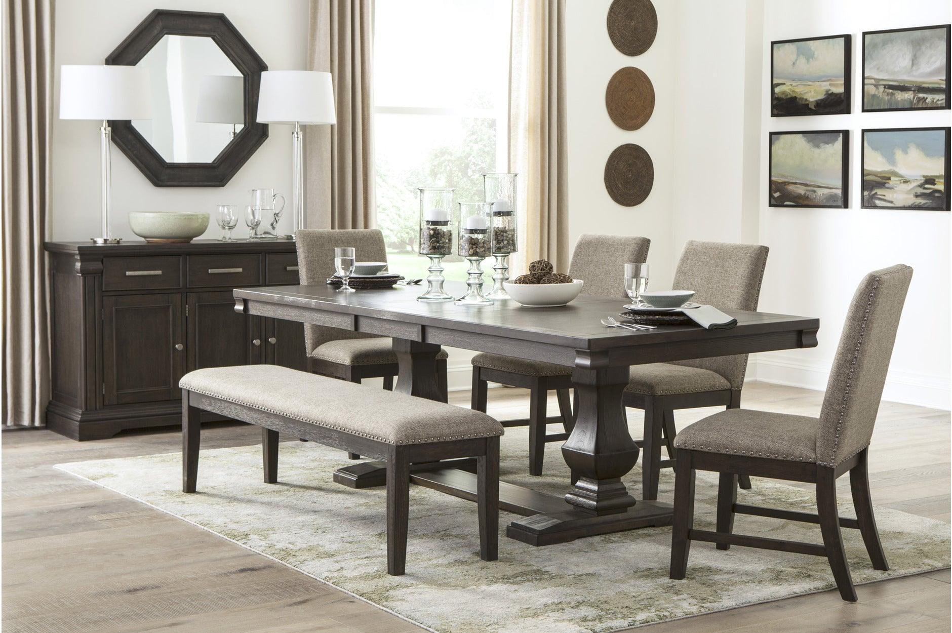 Southlake Brown Oak Wire Brushed Fabric Dining Room Set - Image 1