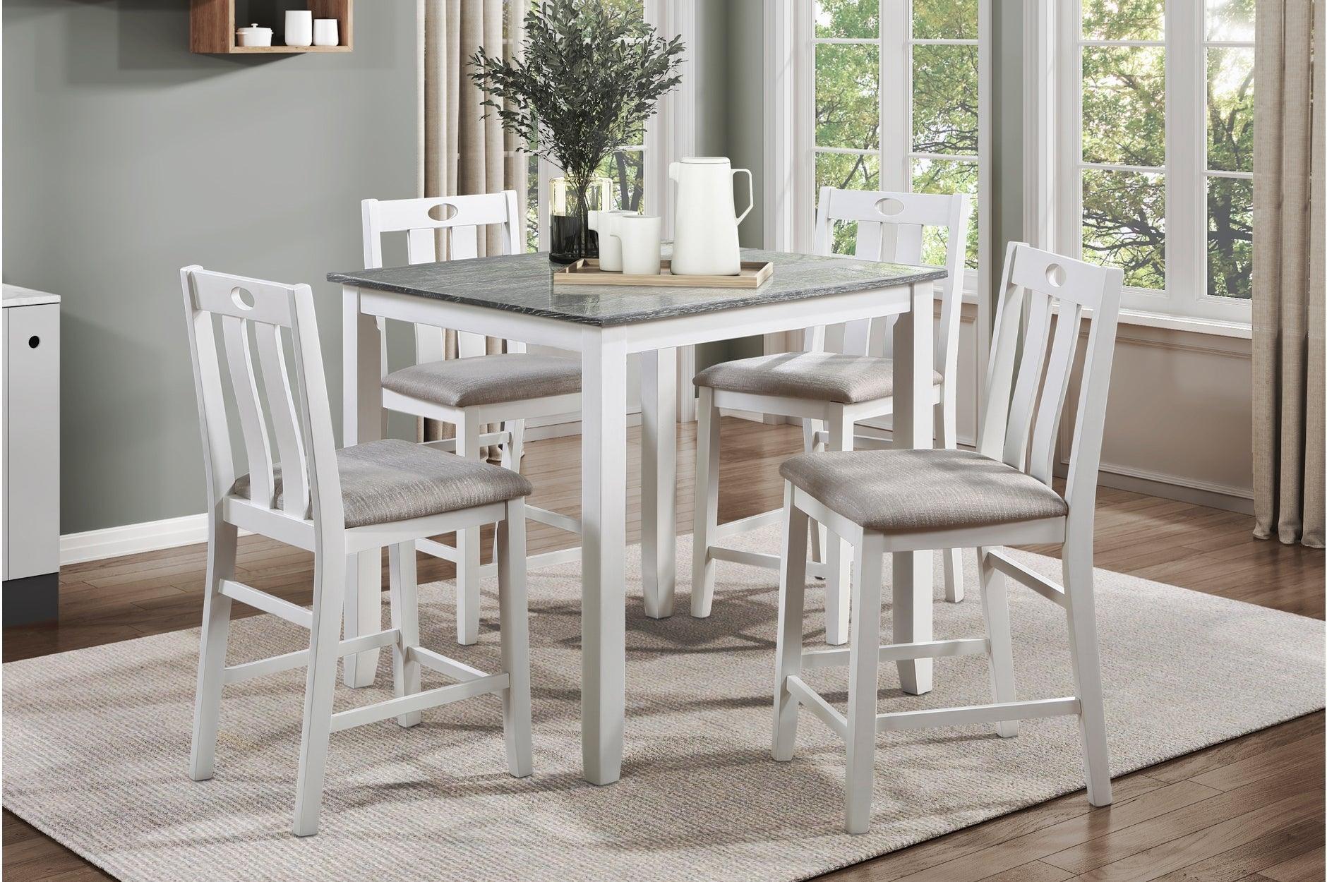Lowell White Gray Fabric Square Counter Height Set - Image 1