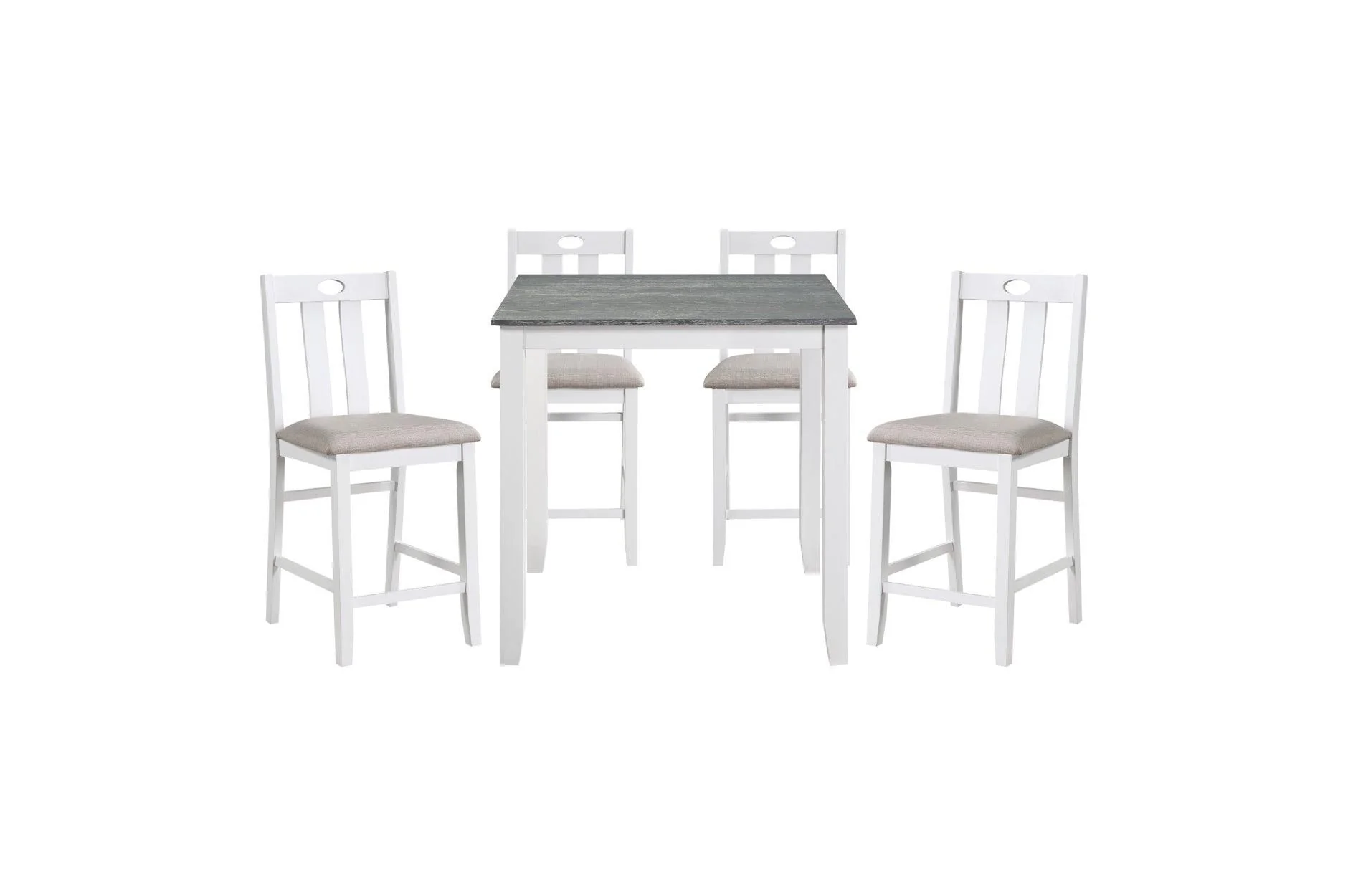 Lowell White Gray Fabric Square Counter Height Set - Image 2
