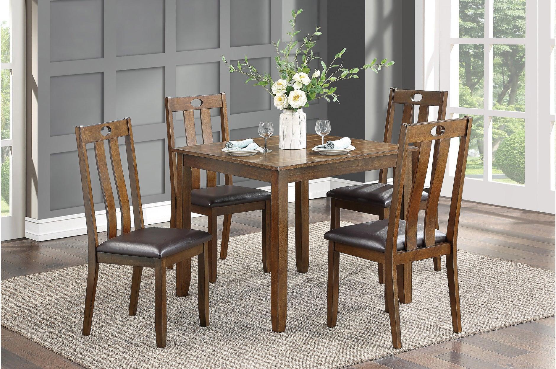 Weston Brown Faux Leather Square Dining Room Set - Image 1