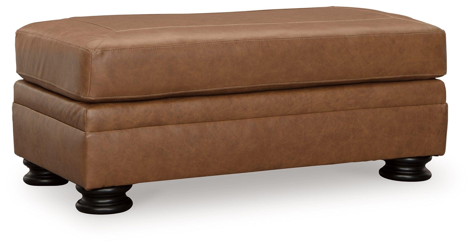 Carianna Caramel Leather Ottoman - Image 2