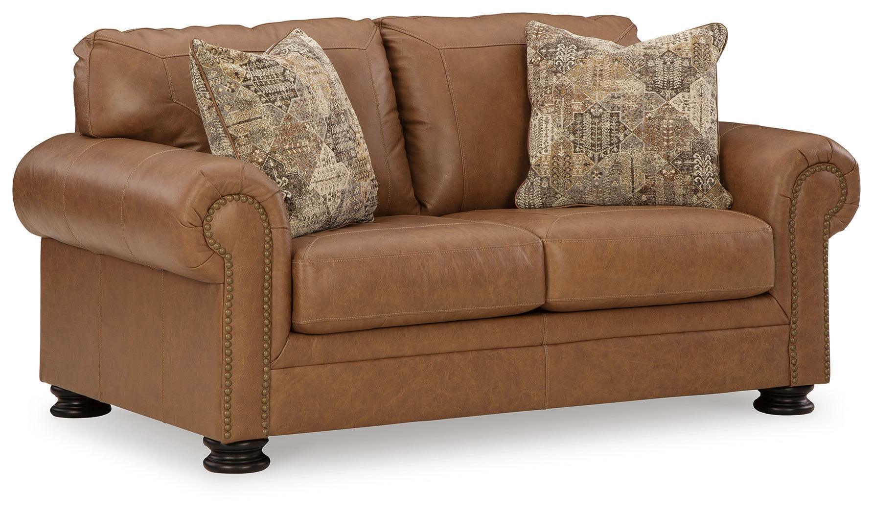 Carianna Caramel Leather Loveseat - Image 2