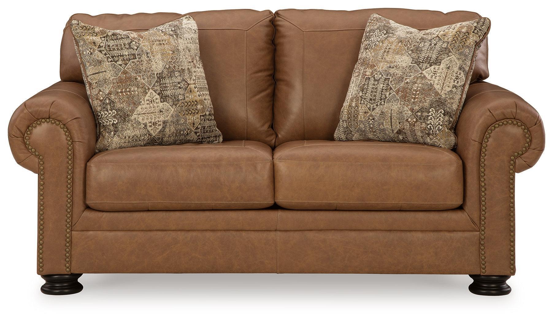 Carianna Caramel Leather Loveseat - Image 3