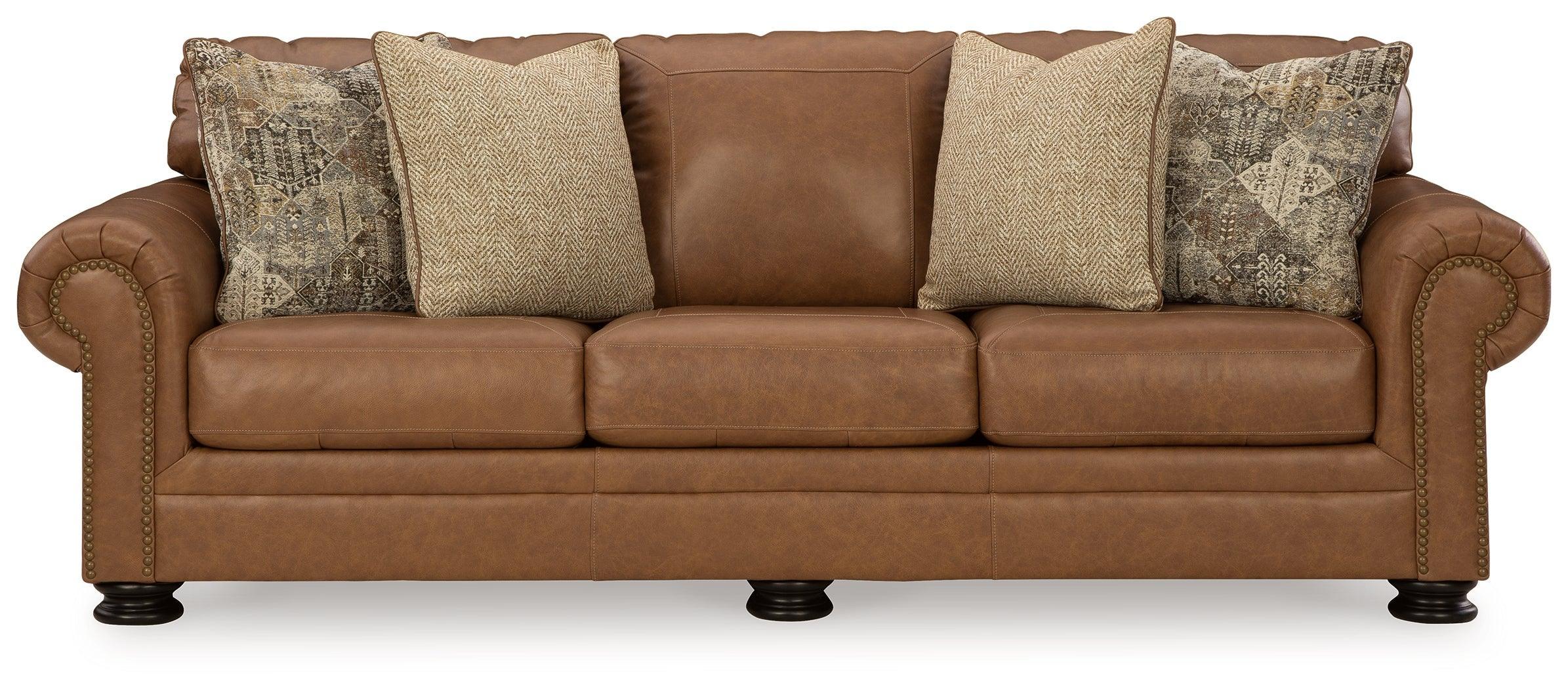 Carianna Caramel Leather Queen Sofa Sleeper - Image 2