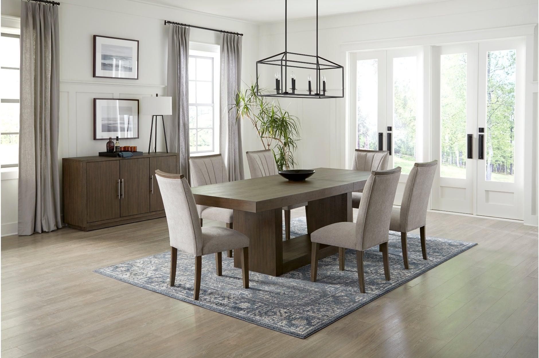 Brookings Brown Beige Fabric Dining Room Set - Image 1