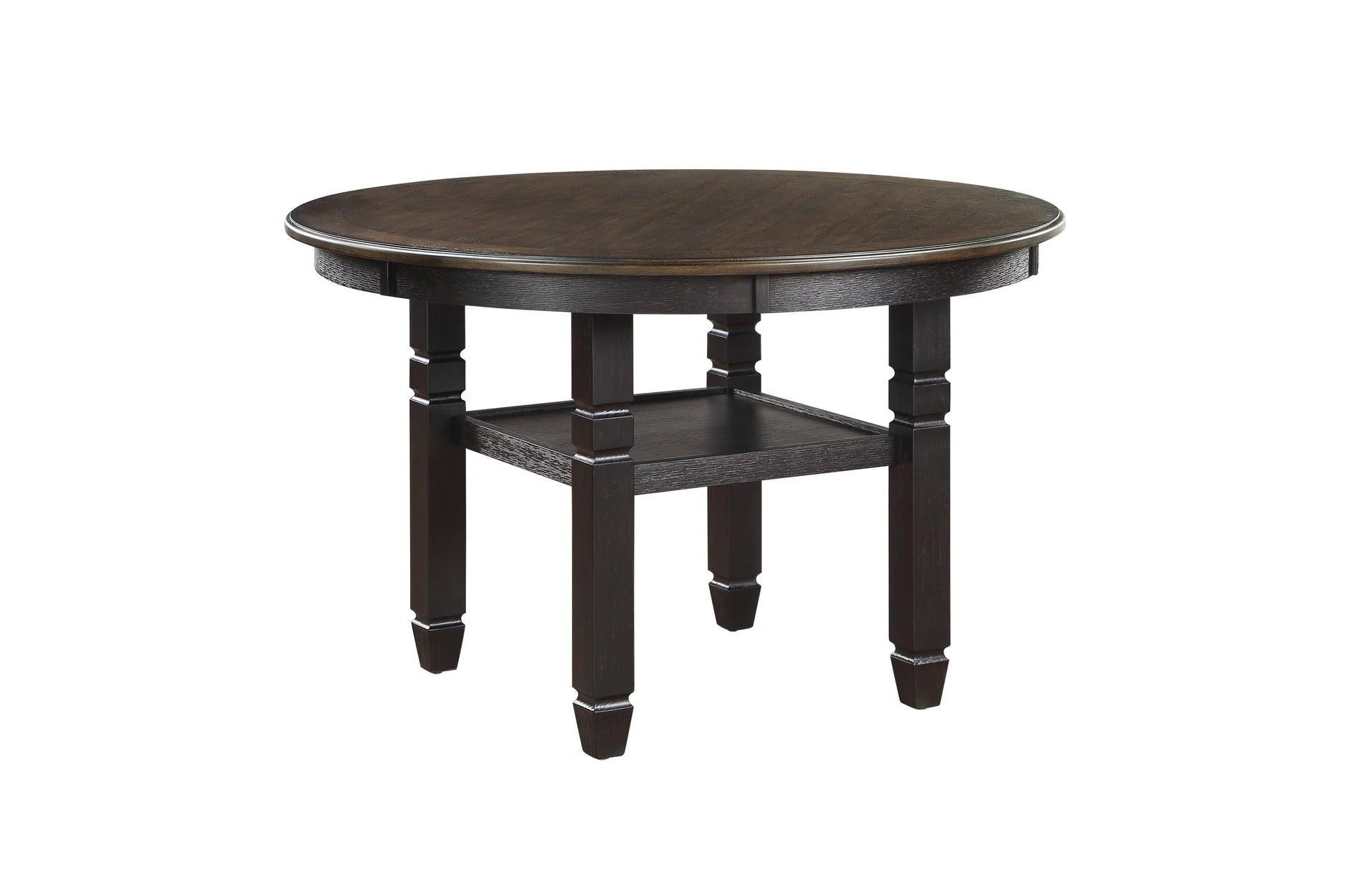 Asher Beige Dark Fabric Round Dining Room Set - Image 3