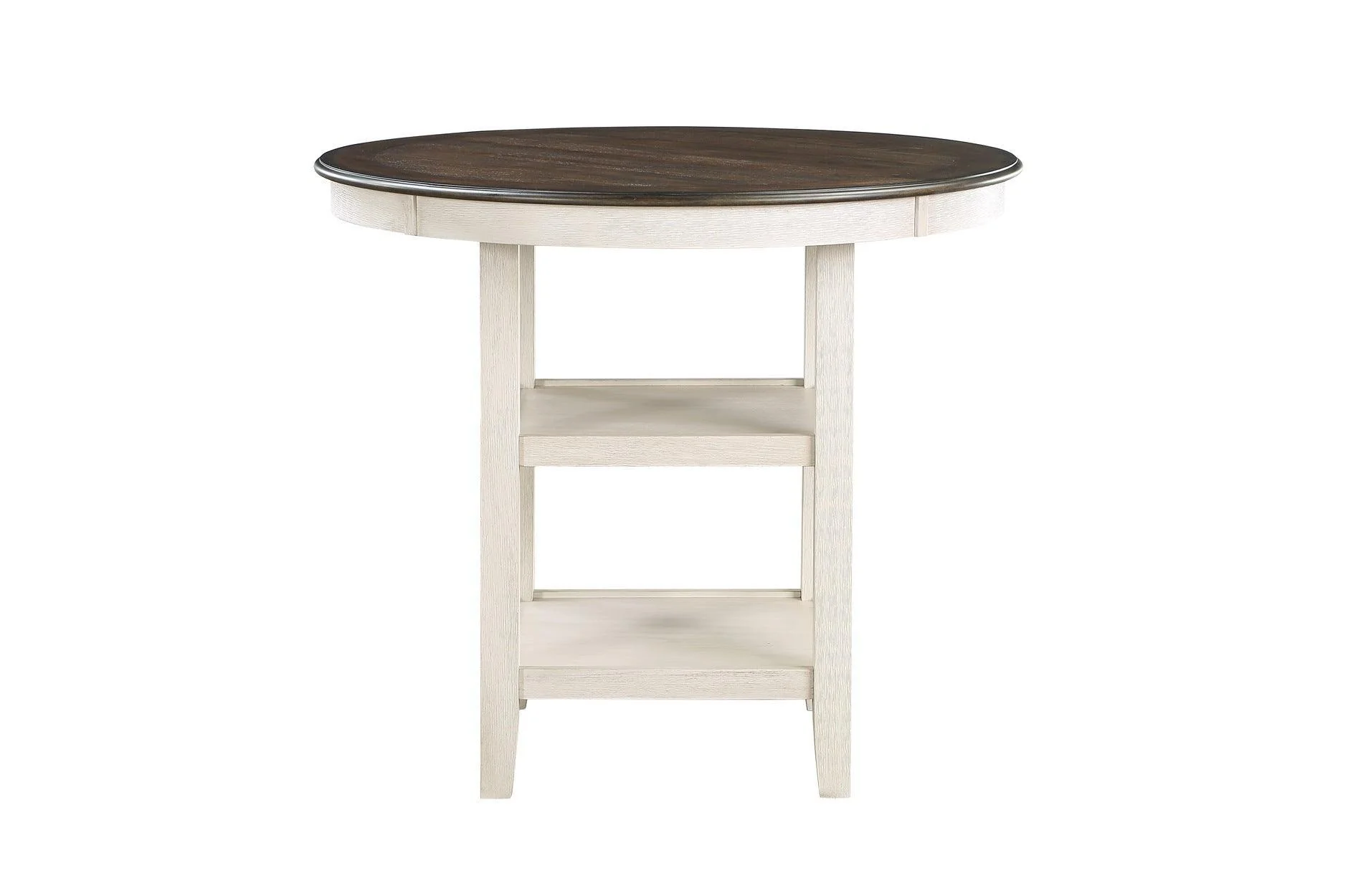 Asher Antique White Light Brown Fabric Round Counter Height Set - Image 2